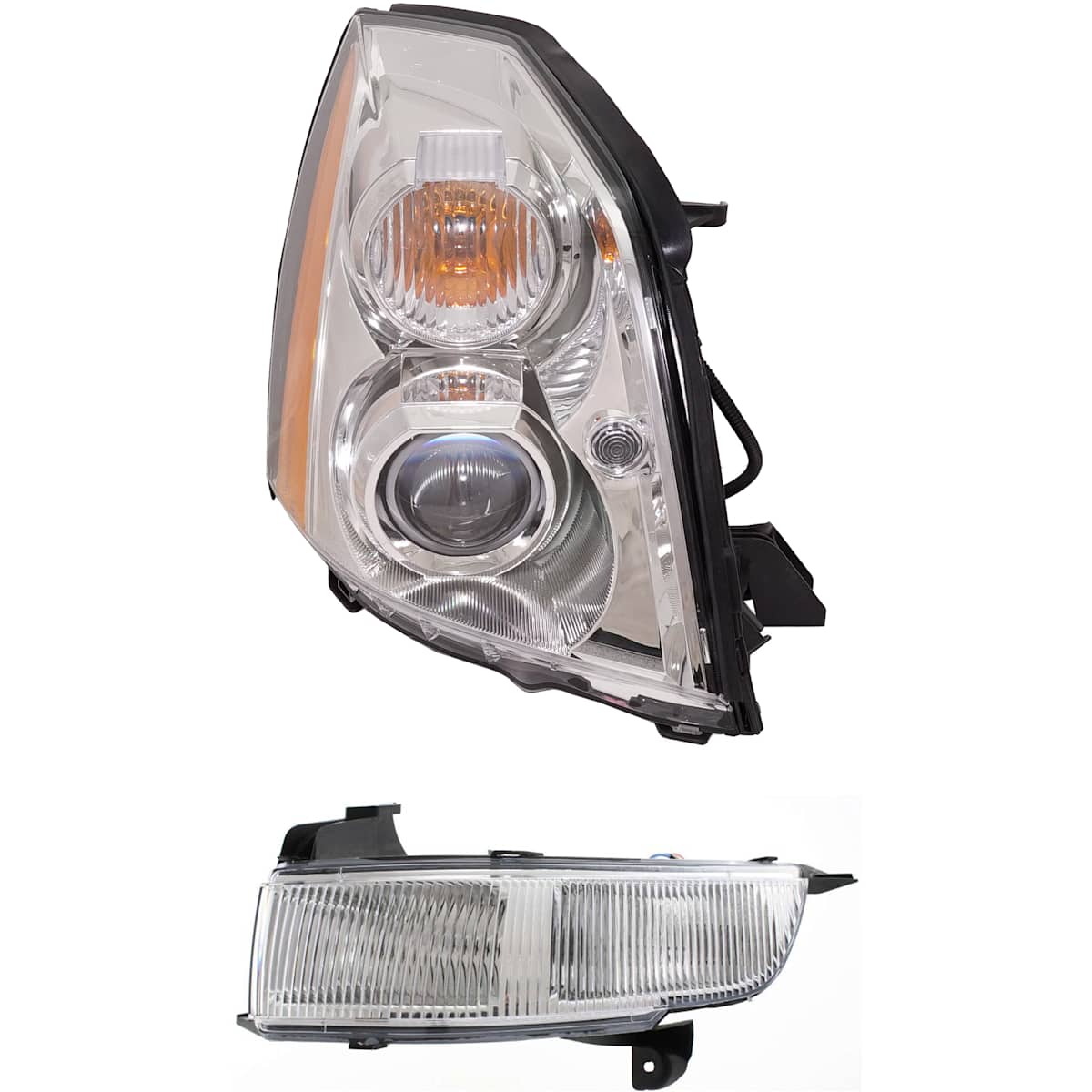 Replacement Passenger Side Headlight Kit, With bulb(s), HID/Xenon, Clear Lens, With HID bulb and ballast, includes Fog Light