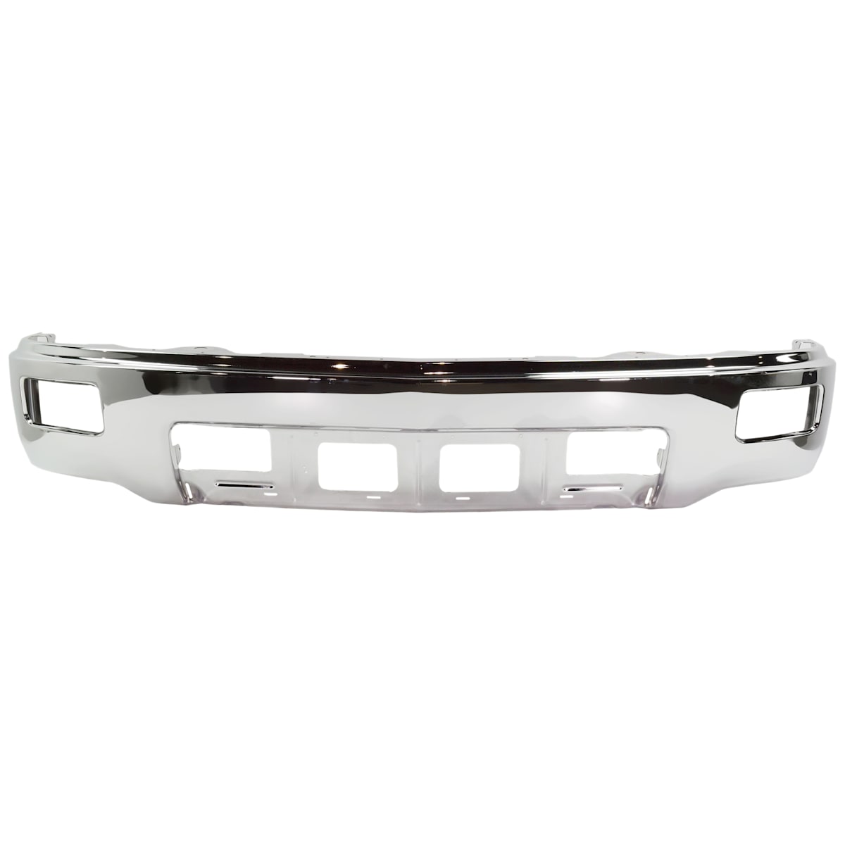 Replacement Front Bumper, Chrome, Without Mounting Brackets, Without Parking Aid Sensor Holes, With Fog Light Holes