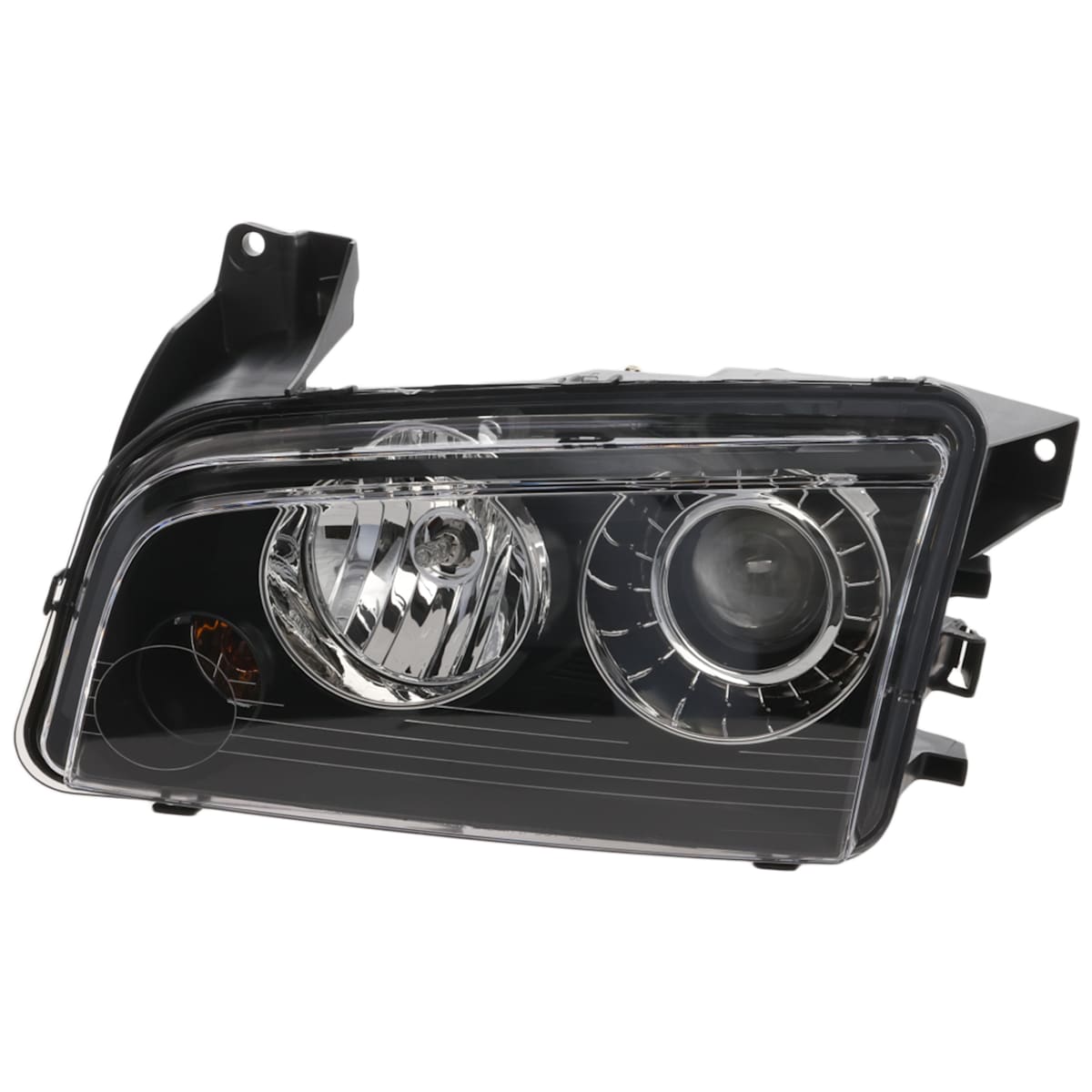 Replacement Driver Side Headlight, Without bulb(s), HID/Xenon, Clear Lens, Without HID Ballast, With Black Headlight Interior