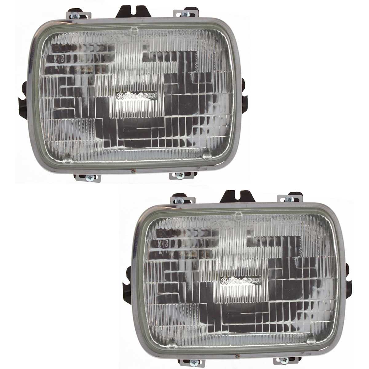 Replacement Driver and Passenger Side Headlights, With bulb(s), Halogen, Clear Lens, 7 x 6 in. Sealed Beam Type Headlights