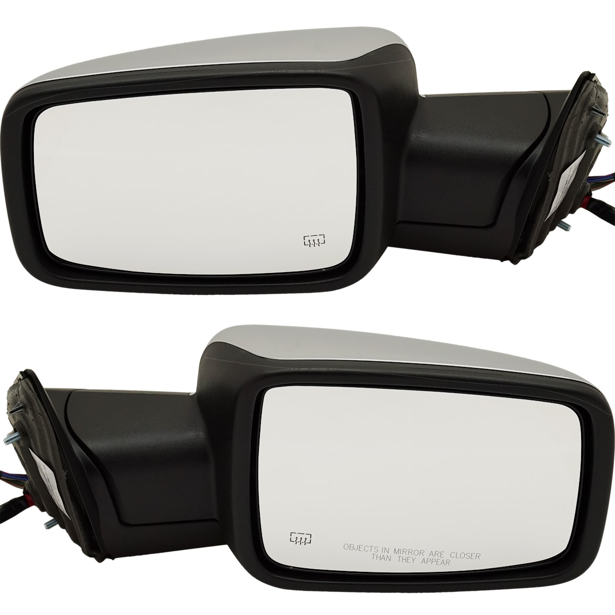 Kool Vue Driver and Passenger Side Mirror, Power Glass, Power Folding, Heated, In-housing Signal Light, With Puddle Light, Without Auto-Dimming, Without Blind Spot Feature, Chrome