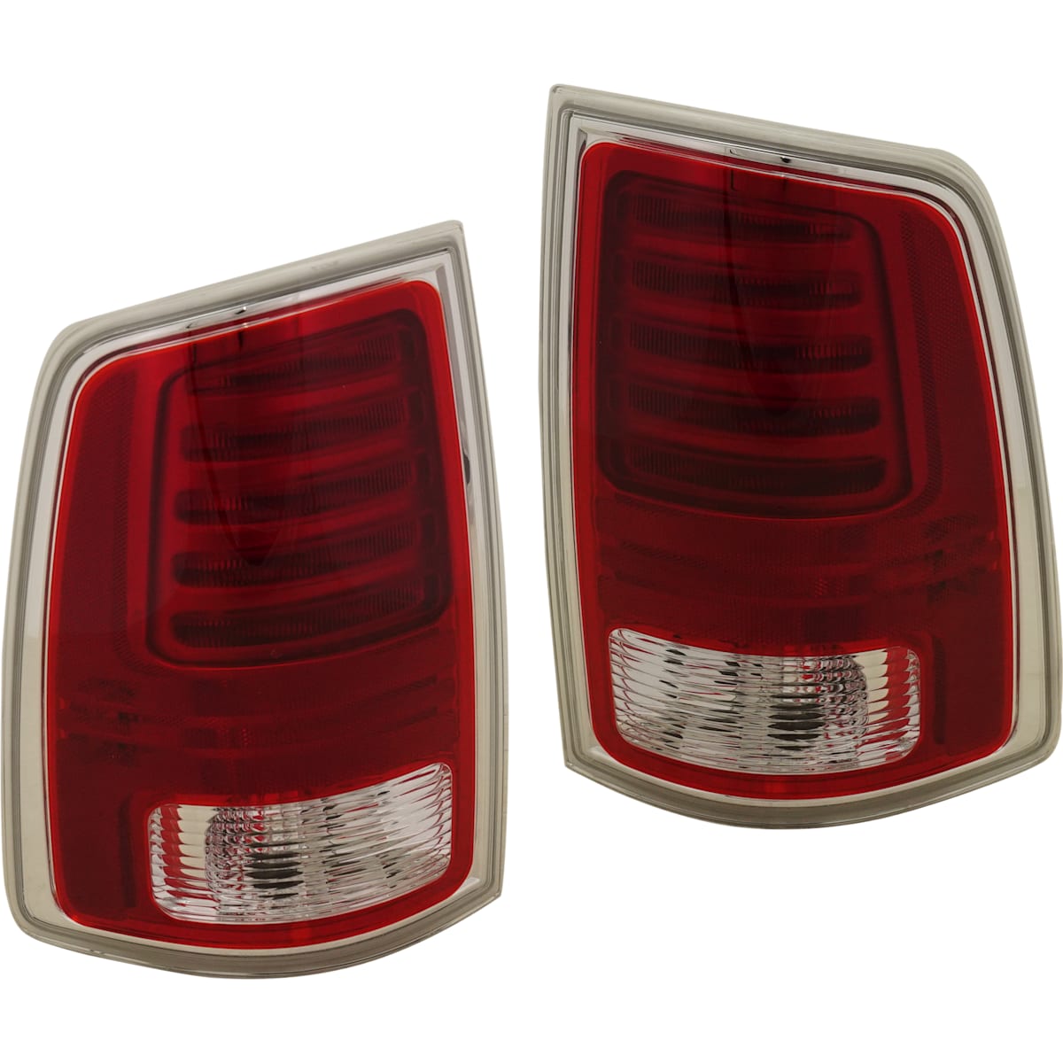 Replacement Driver and Passenger Side Tail Lights, With bulb(s), LED, Clear and Red Lens, Chrome Interior