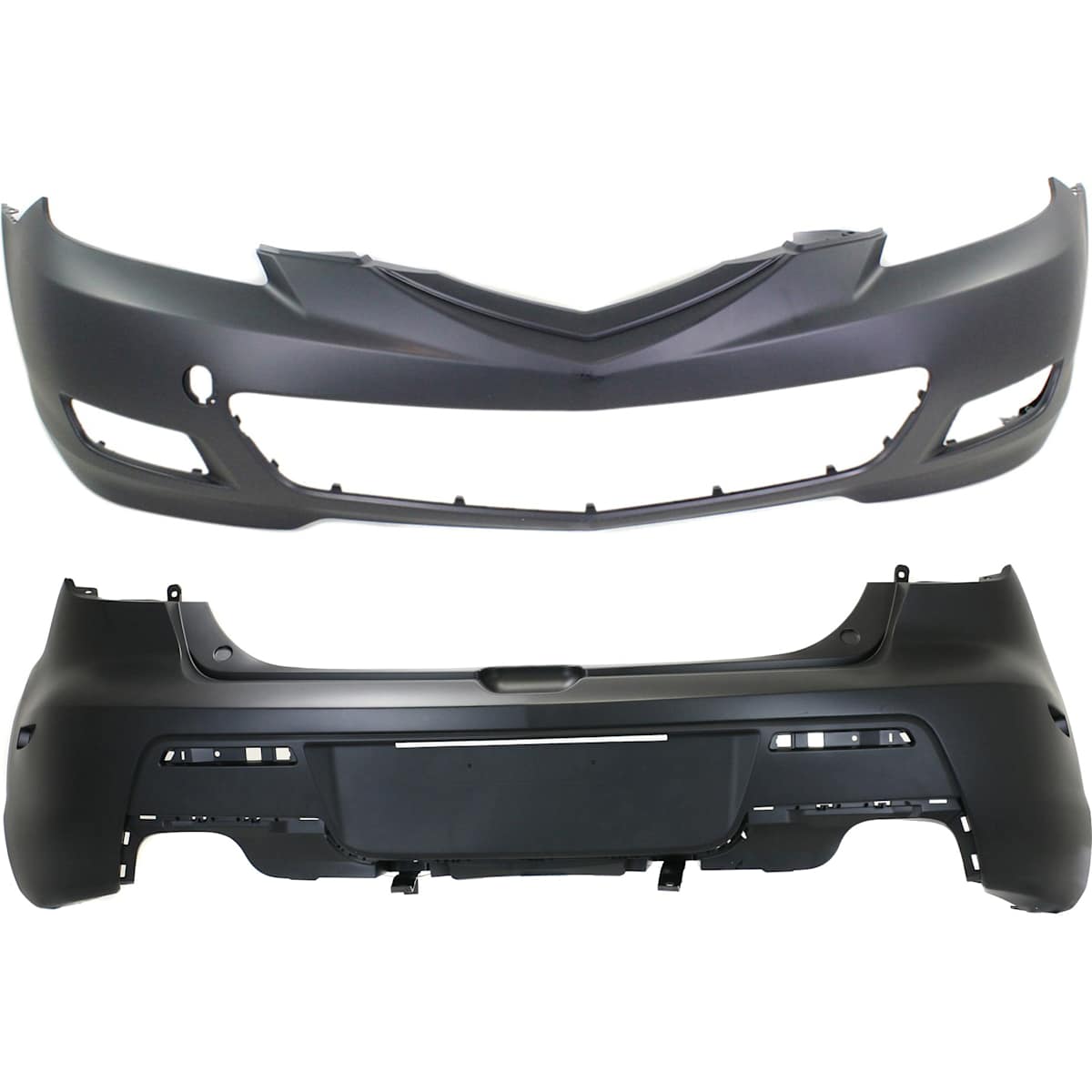 2008 Mazda 3 Bumper Cover Front and Rear, Primed, Hatchback SET