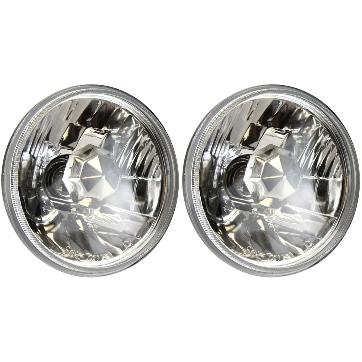 JC Whitney® Driver and Passenger Side Halogen Headlight, With bulb(s), 5 in. Round Conversion Headlight, H5001 Type Upgrade