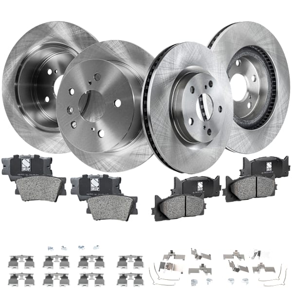 SureStop® Front and Rear Brake Disc and Pad Kit, Plain Surface, 5 Lugs