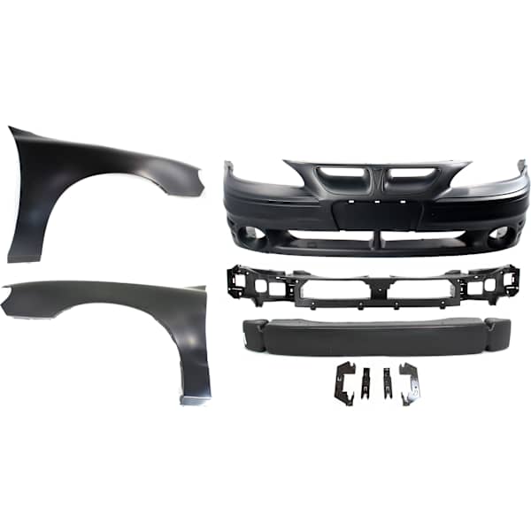 Replacement Front Primed Bumper Cover Kit, includes Bumper Reinforcement, Header Panel, and
