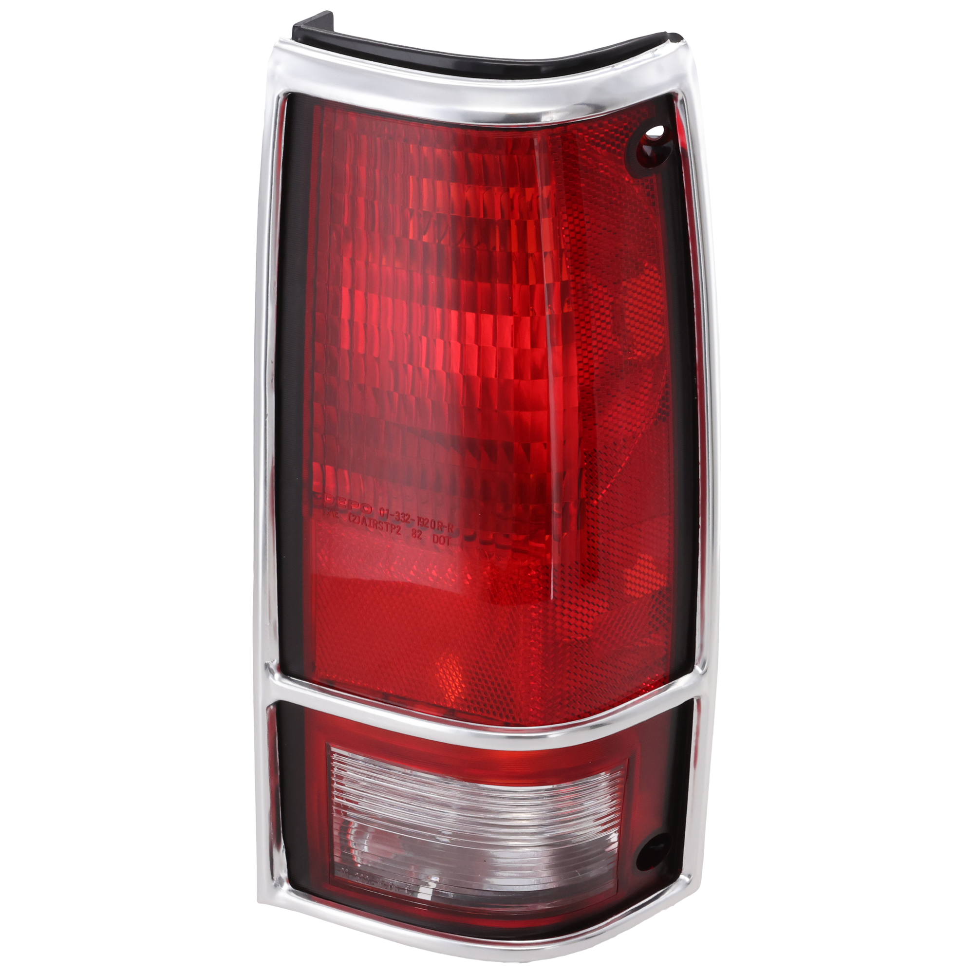 AM S10 PICKUP 82-93 TAIL LAMP RH Lens and Housing Halogen w Chrome Trim SKU 11-1324-95 Partslink GM2801105 OEM 915708