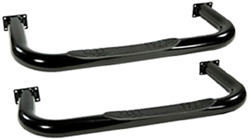 AM 3 Inch Round Tube Side Steps Black 76-83 Jeep CJ5 SKU 11590.01
