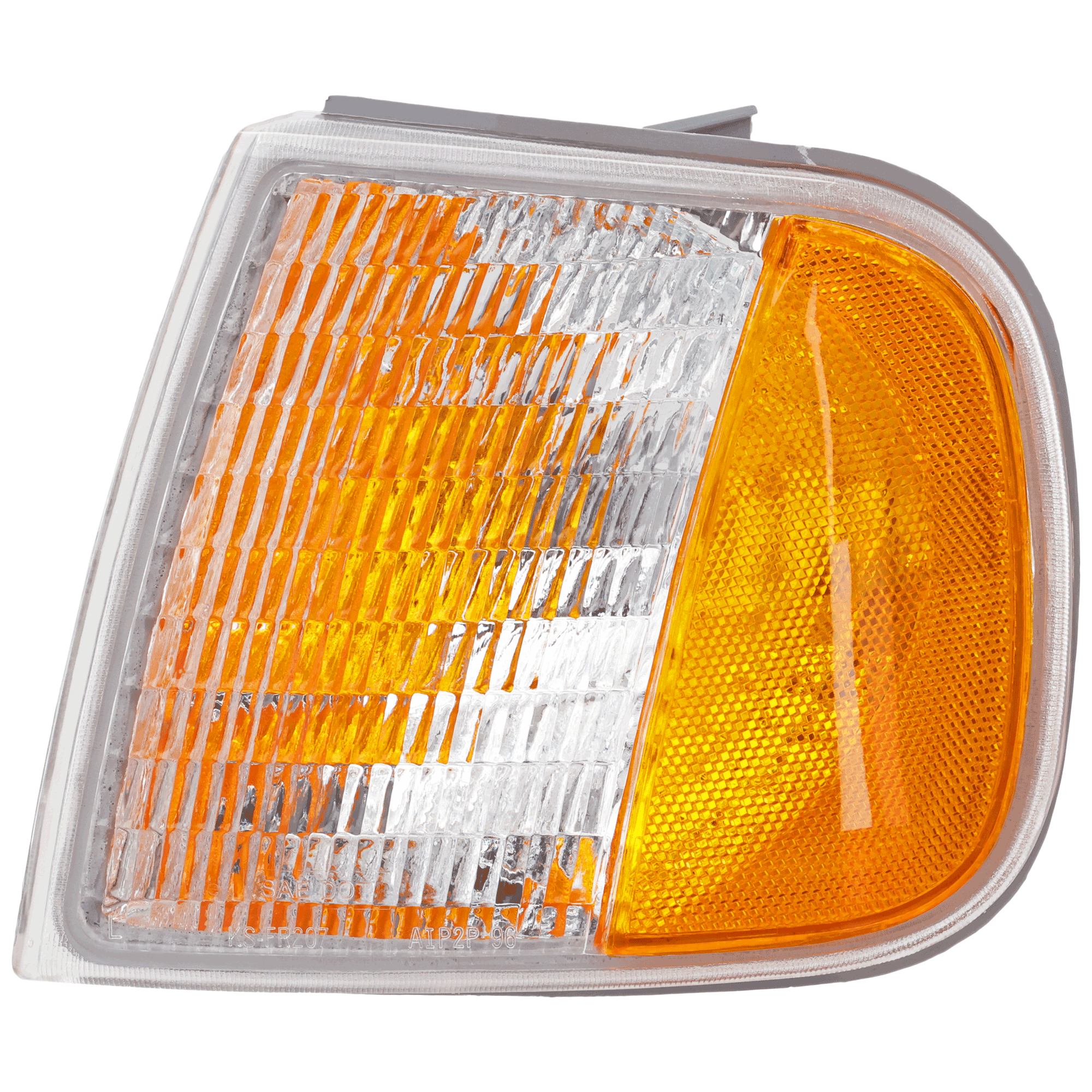 AM F SERIES 97-03 CORNER LAMP LH Lens and Housing Park Signal Light From 7-96 All Cab Types SKU 18-3372-61 Partslink FO2550118 OEM F75Z13201AC