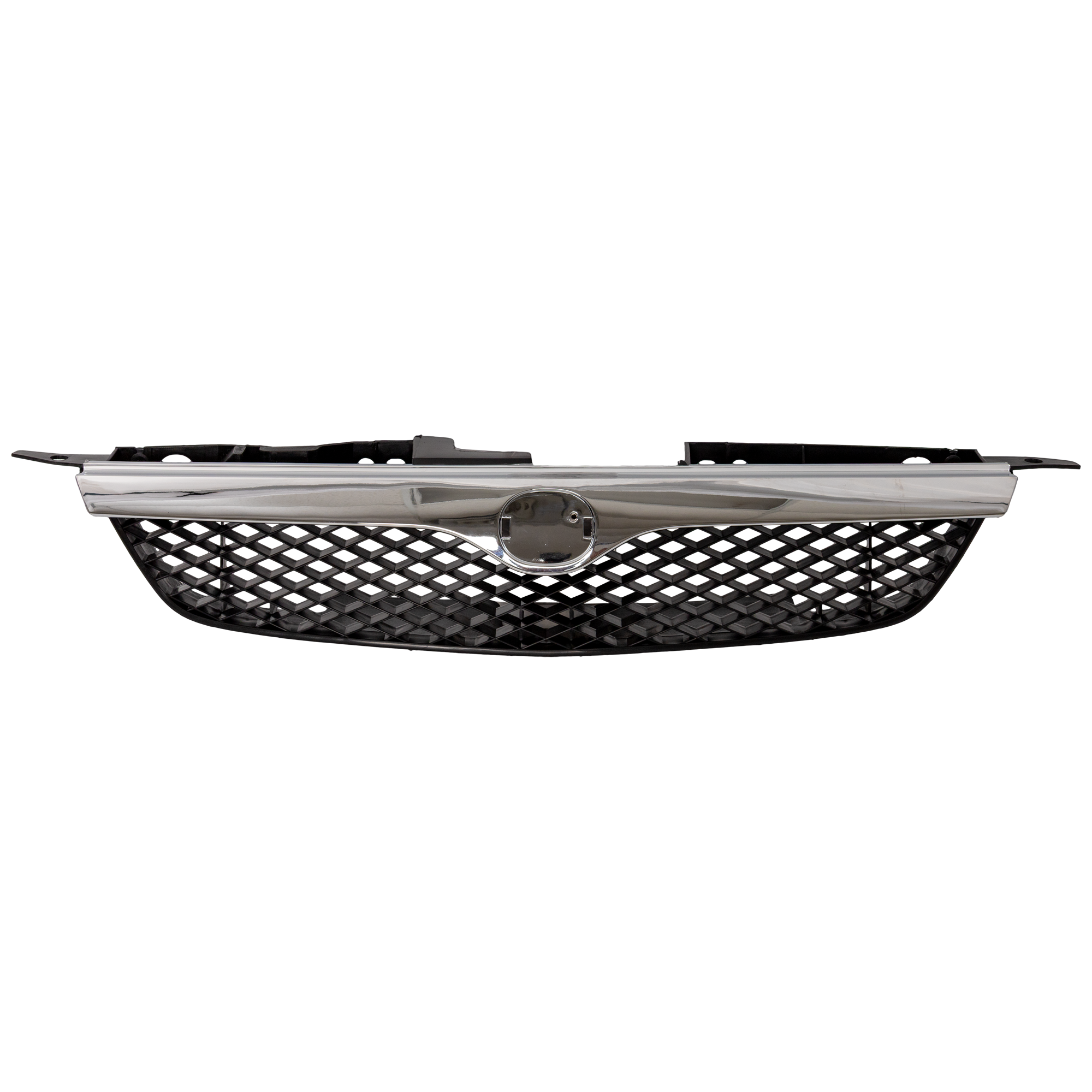 AM PROTEGE 99-00 GRILLE Textured Black Shell and Insert w Chrome Molding Sedan SKU 19216 Partslink MA1200163 OEM Performance