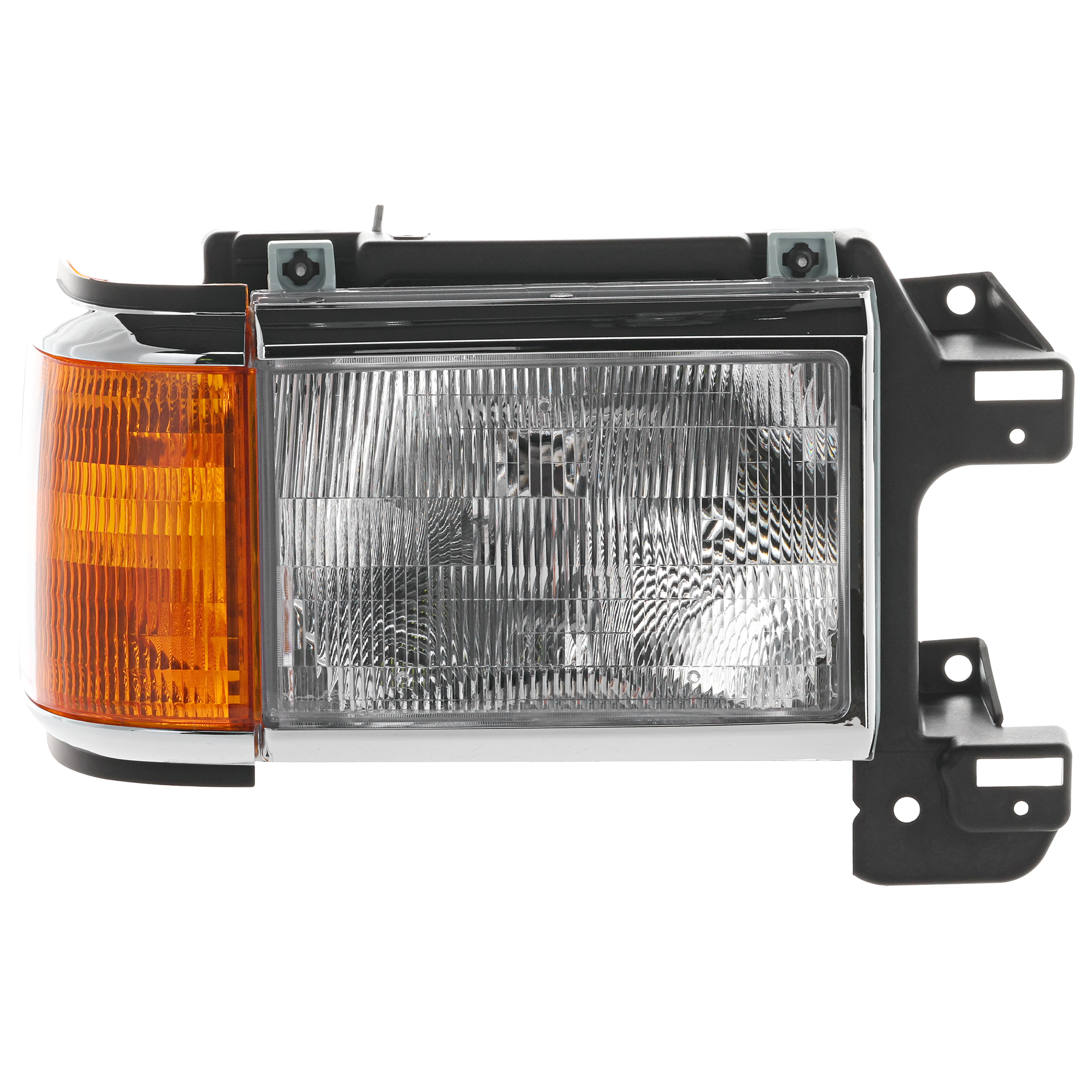 AM F SERIES 87-91 HEAD LAMP RH Assembly Halogen w Side Marker Lamp w Chrome Trim SKU 20-1608-00 Partslink FO2503105 OEM E9TZ13008E