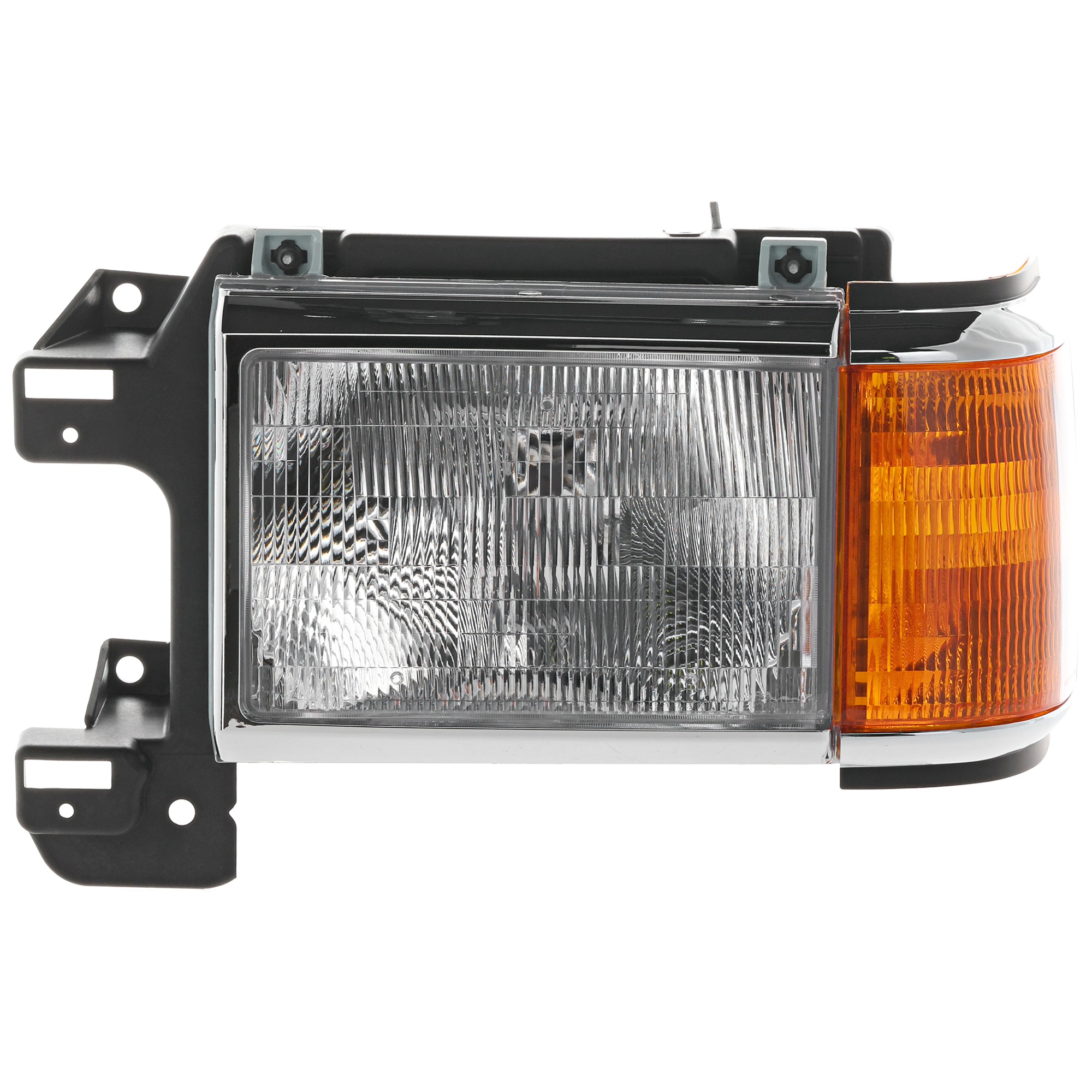 AM F SERIES 87-91 HEAD LAMP LH Assembly Halogen w Side Marker Lamp w Chrome Trim SKU 20-1609-00 Partslink FO2502105 OEM E9TZ13008F