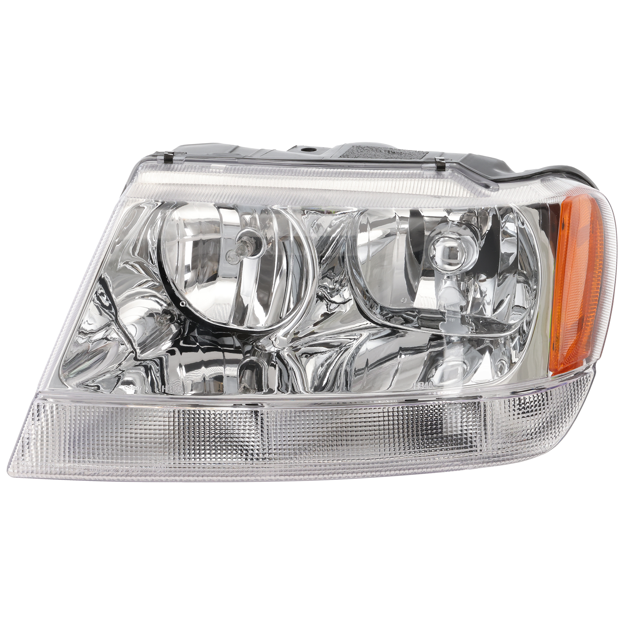 AM GRAND CHEROKEE 99-04 HEAD LAMP LH Assembly Halogen Chrome Interior Limited Overland Models SKU 20-5576-91 Partslink CH2502120 OEM 55155553AI