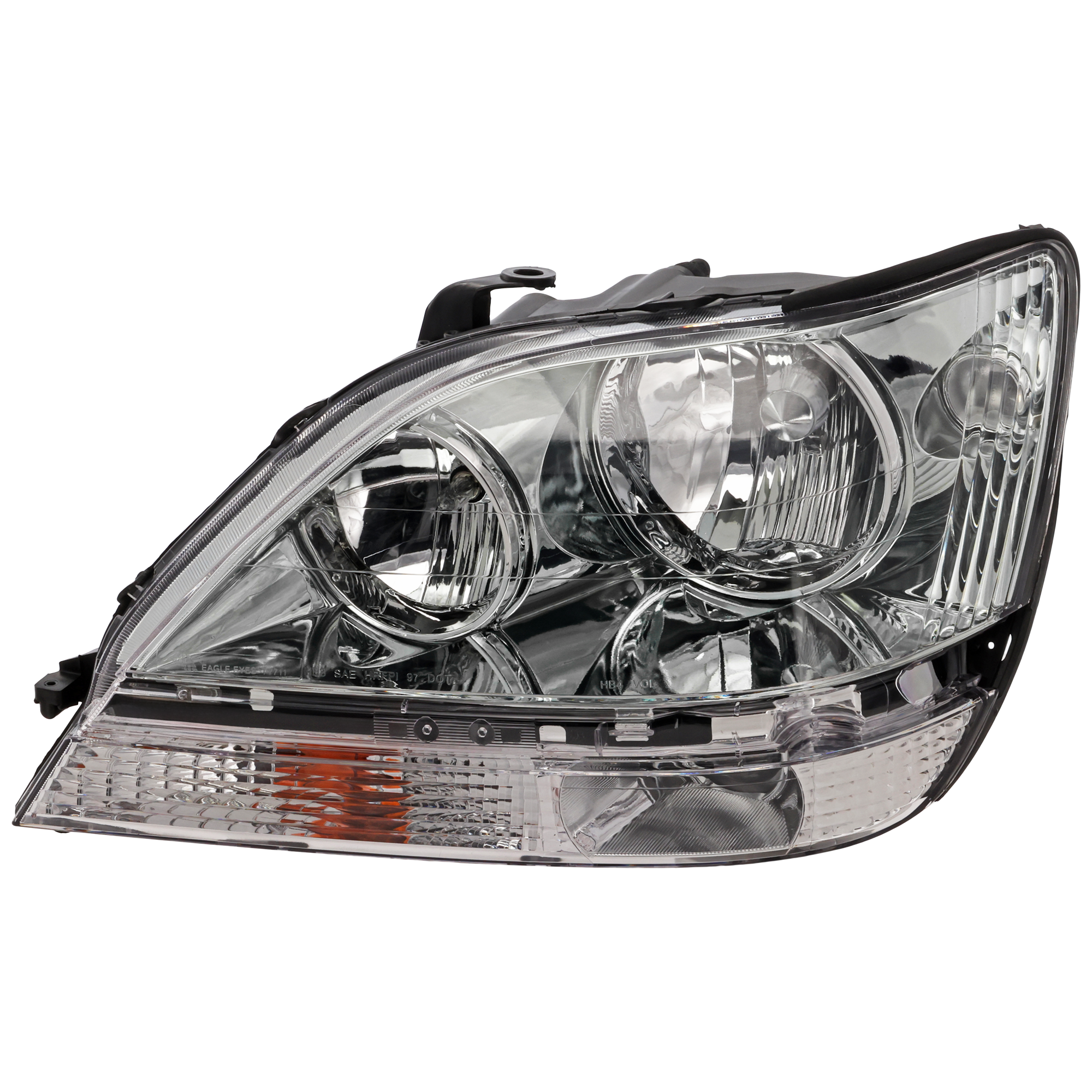 AM RX300-01-03 HEAD LAMP LH Assembly Halogen Chrome Interior SKU 20-5808-90 Partslink LX2502104 OEM 8115048080