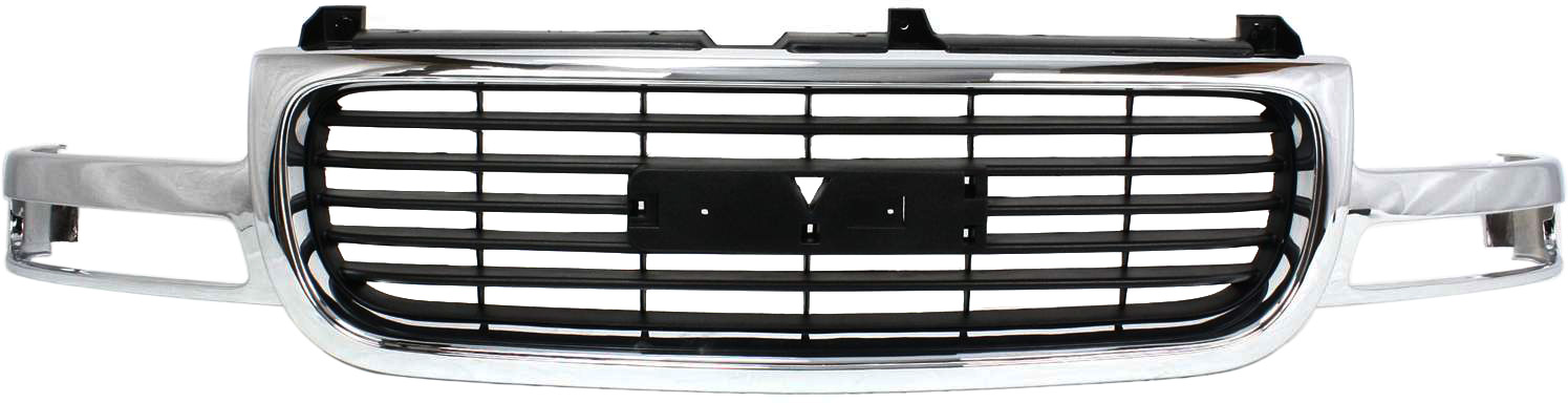 AM SIERRA 1500-2500-99-02 YUKON 00-06 GRILLE Chrome Shell Painted Black Insert Exc. C3 Denali Models SKU 20020 Partslink GM1200430 OEM 19130787