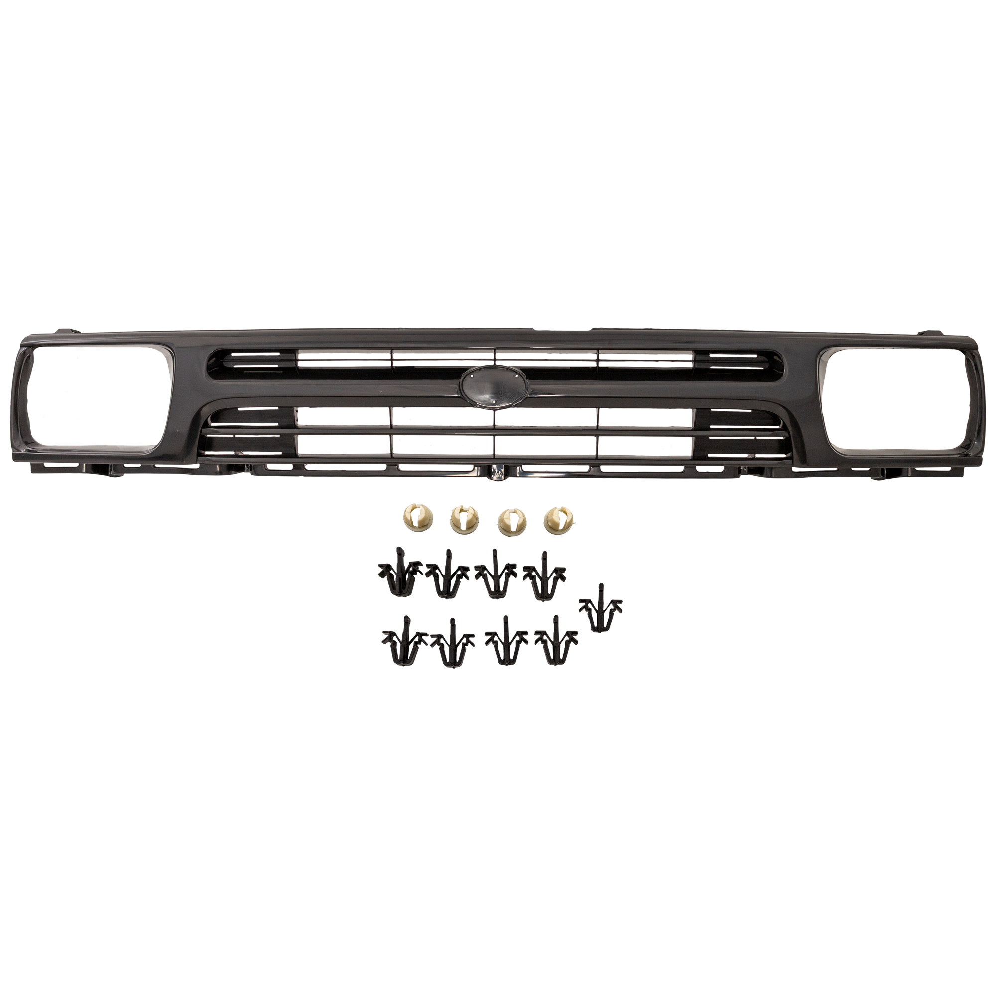 AM TOYOTA PICKUP 92-95 GRILLE Plastic Black Shell and Insert 1 Piece Type Base Model 2WD SKU 3416 Partslink TO1200127 OEM 5311135080
