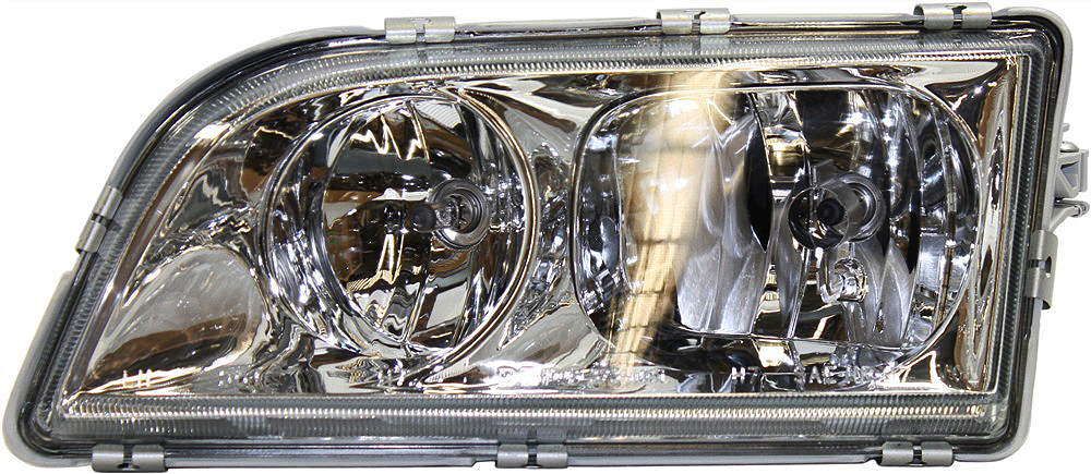 AM S40 V40-00-04 HEAD LAMP LH Assembly Halogen Chrome Interior Old Body Style CAPA SKU 3731105LASQ Partslink VO2502104C OEM 308652676