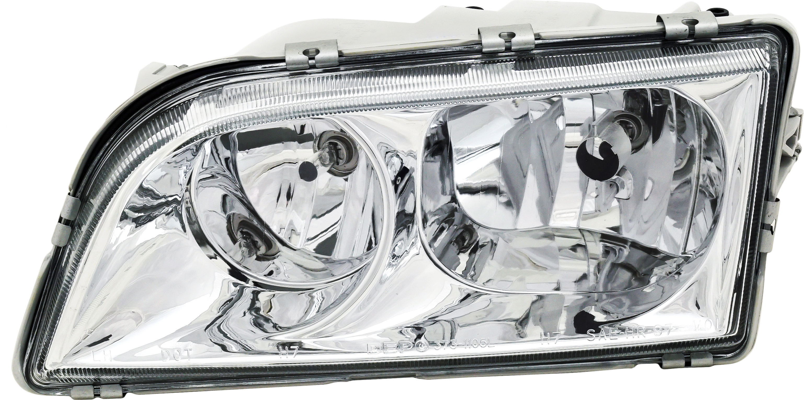 AM S40 V40-00-04 HEAD LAMP LH Assembly Halogen Chrome Interior Old Body Style SKU 3731105LAS Partslink VO2502104 OEM 308652676