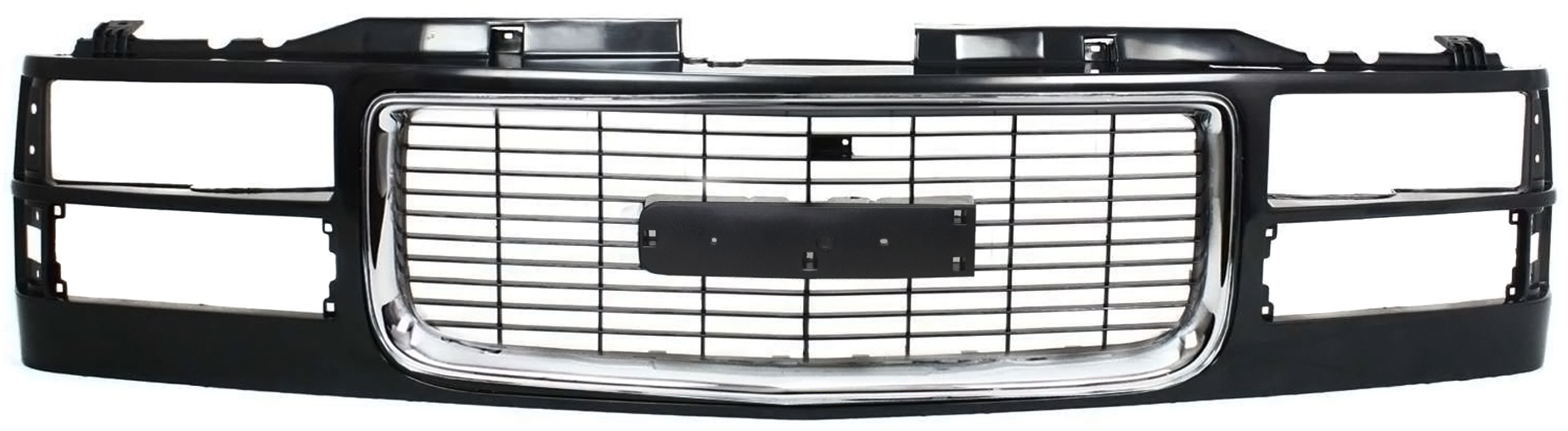 AM GMC C K SERIES PU 94-02 SUBURBAN 94-99 GRILLE Black Shell and Insert Cross Bar Insert w Chrome Insert Opening w Composite Headlights SKU 5779 Partslink GM1200392 OEM 12388709