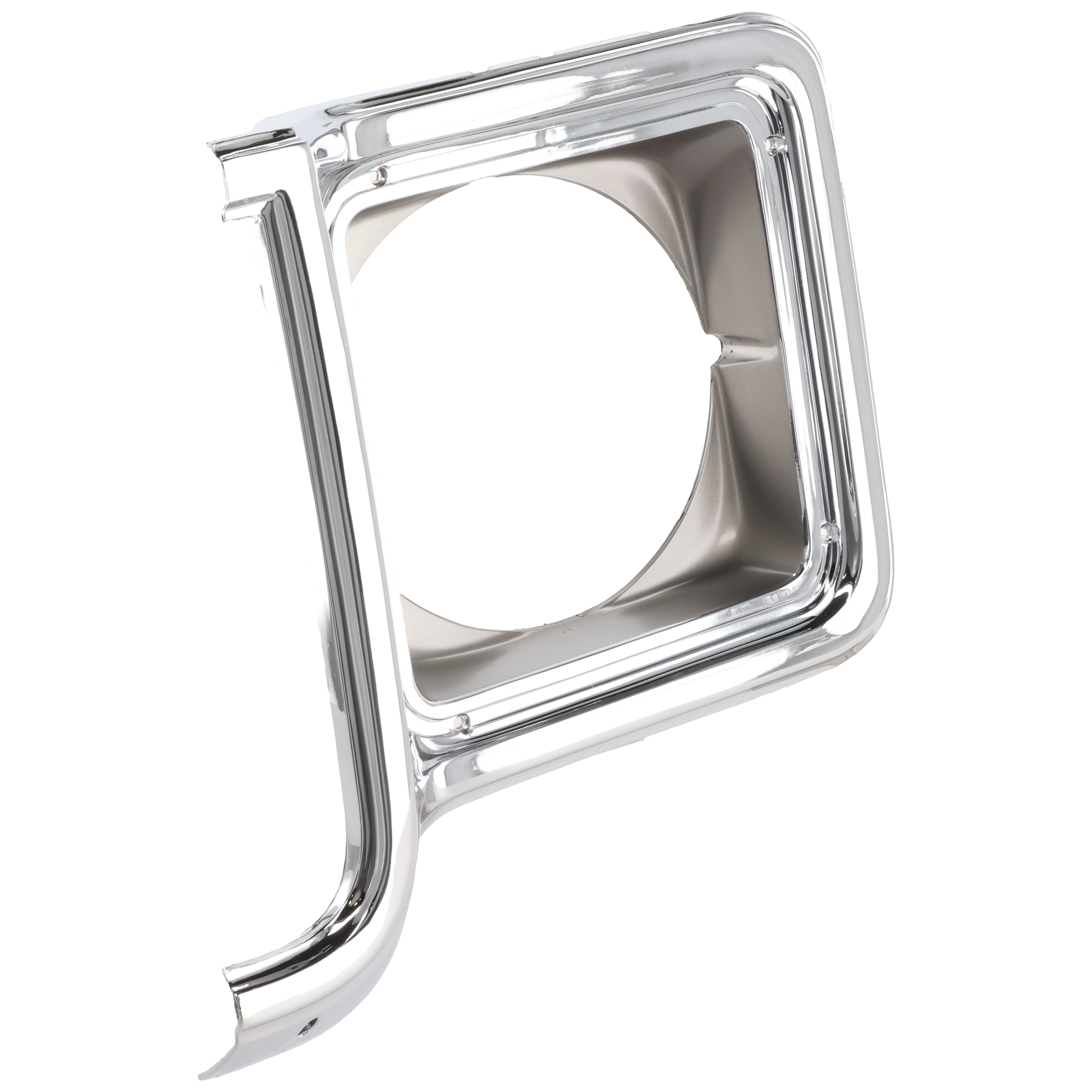 AM C K SERIES 73-78 SUBURBAN 73-80 HEAD LAMP DOOR LH Chrome and Silver Round SKU 6732 Partslink GM2512134 OEM 376627