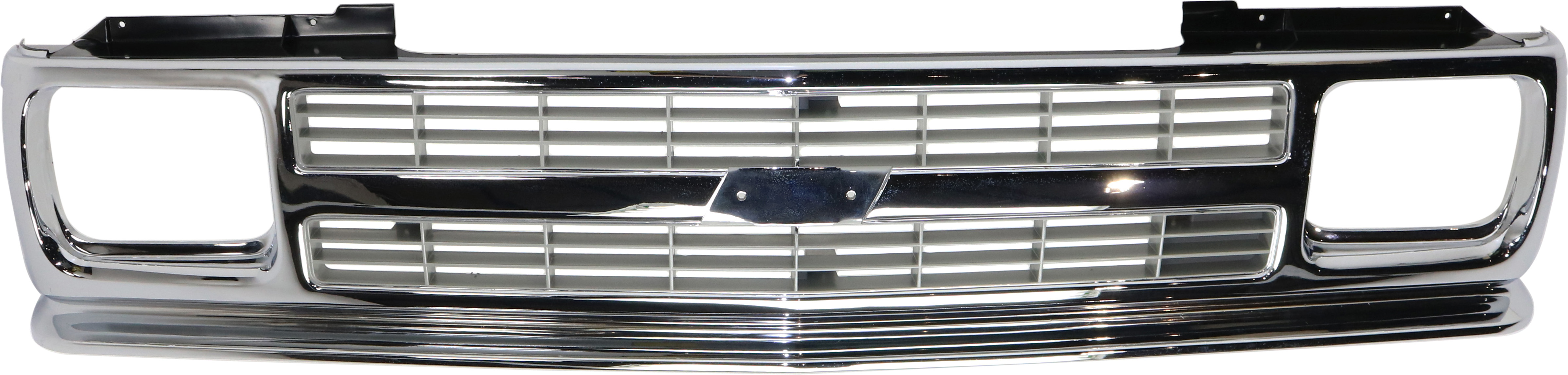 AM S10 BLAZER 91-94 S10 PICKUP 91-93 GRILLE Chrome Shell Painted Silver Insert SKU 6918 Partslink GM1200147 OEM 15675049