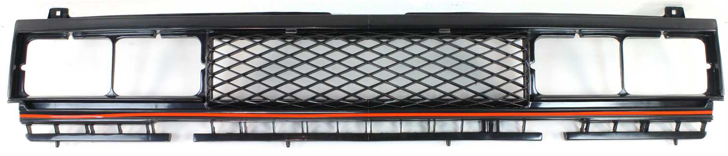 AM NISSAN 720-83-86 GRILLE Mesh Insert Painted Black Shell and Insert w Red Molding 4WD SKU 695 Partslink NI1200118 OEM 6231084W00