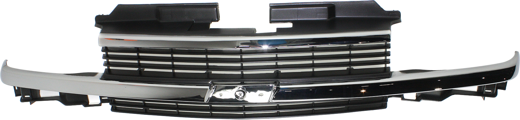 AM BLAZER 98-05 S10 PICKUP 98-04 GRILLE Hor. Bar Insert Painted Gray Shell and Insert w Chr Cntr Bar w Appearance Pkg SKU 6969 Partslink GM1200397 OEM 15015044