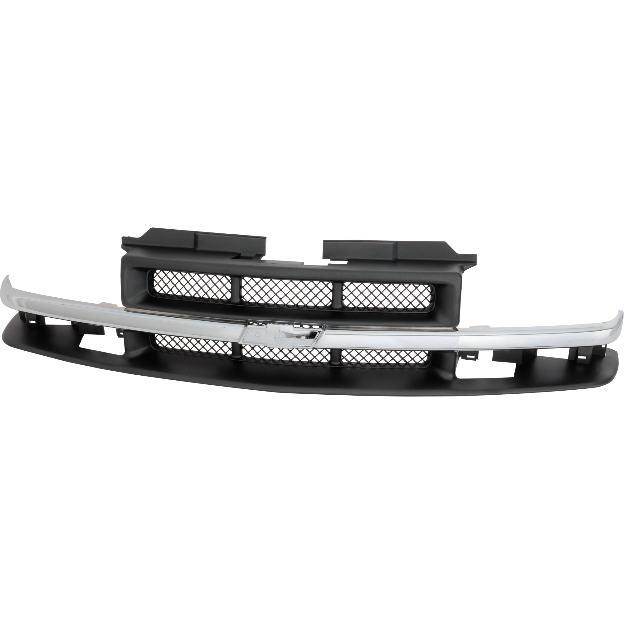 AM BLAZER 98-04 S10 PICKUP 98-04 GRILLE Paintable Mesh Insert w Chrome Center Bar SKU 6970 Partslink GM1200419 OEM 15048519