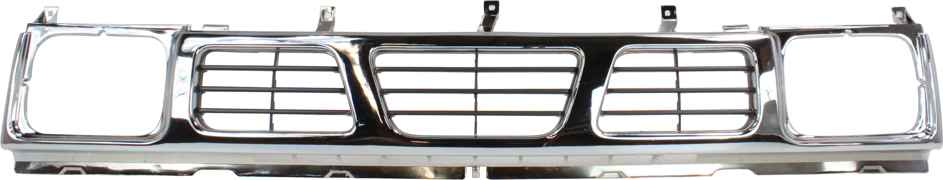 AM NISSAN PICKUP 93-97 GRILLE Chrome Shell Gray Insert SKU 737 Partslink NI1200116 OEM 6231055G10