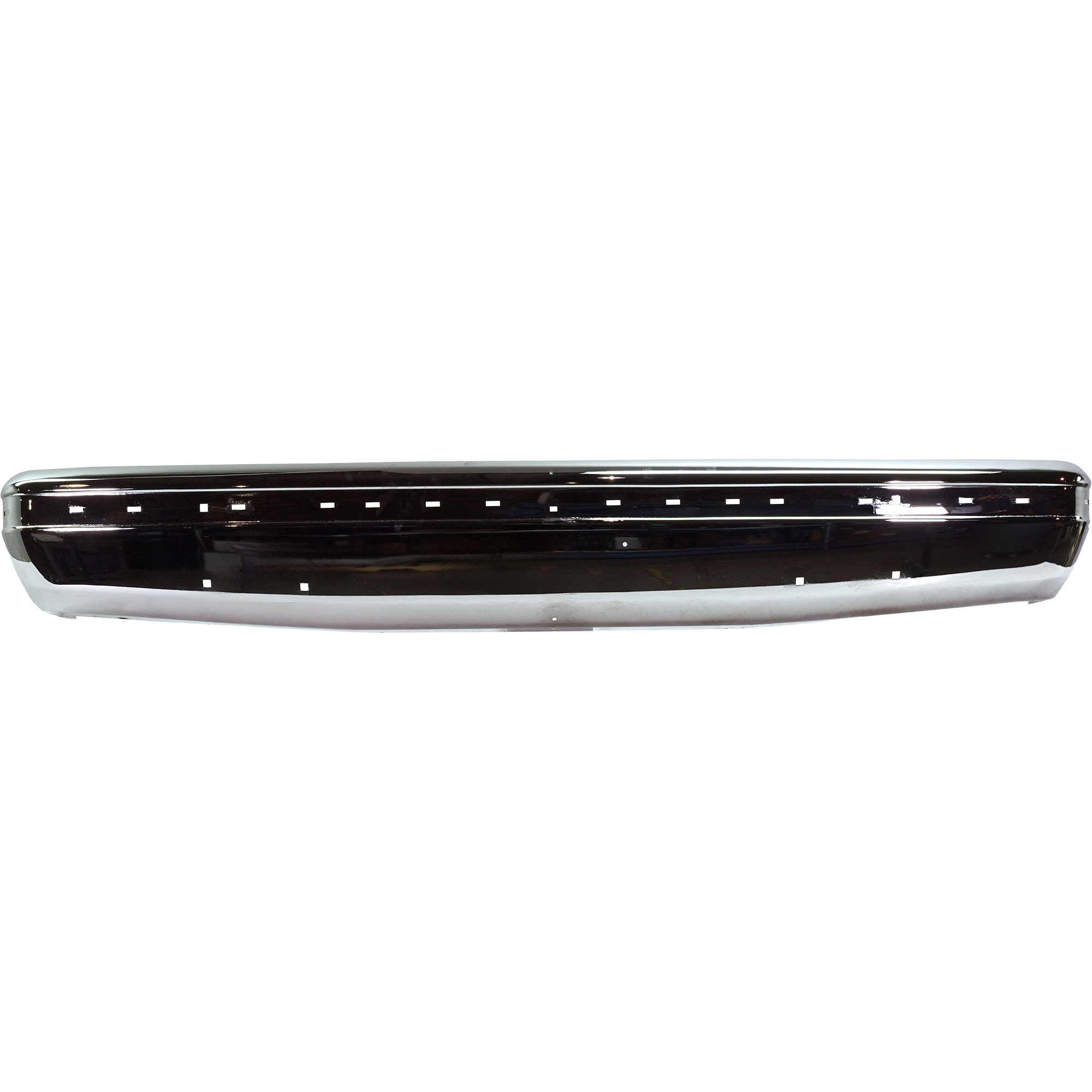 AM BRONCO F SERIES 87-91 FRONT BUMPER Chrome w Impact Strip Holes w o brackets SKU 7775-1 Partslink FO1002210 OEM E7TZ17757B