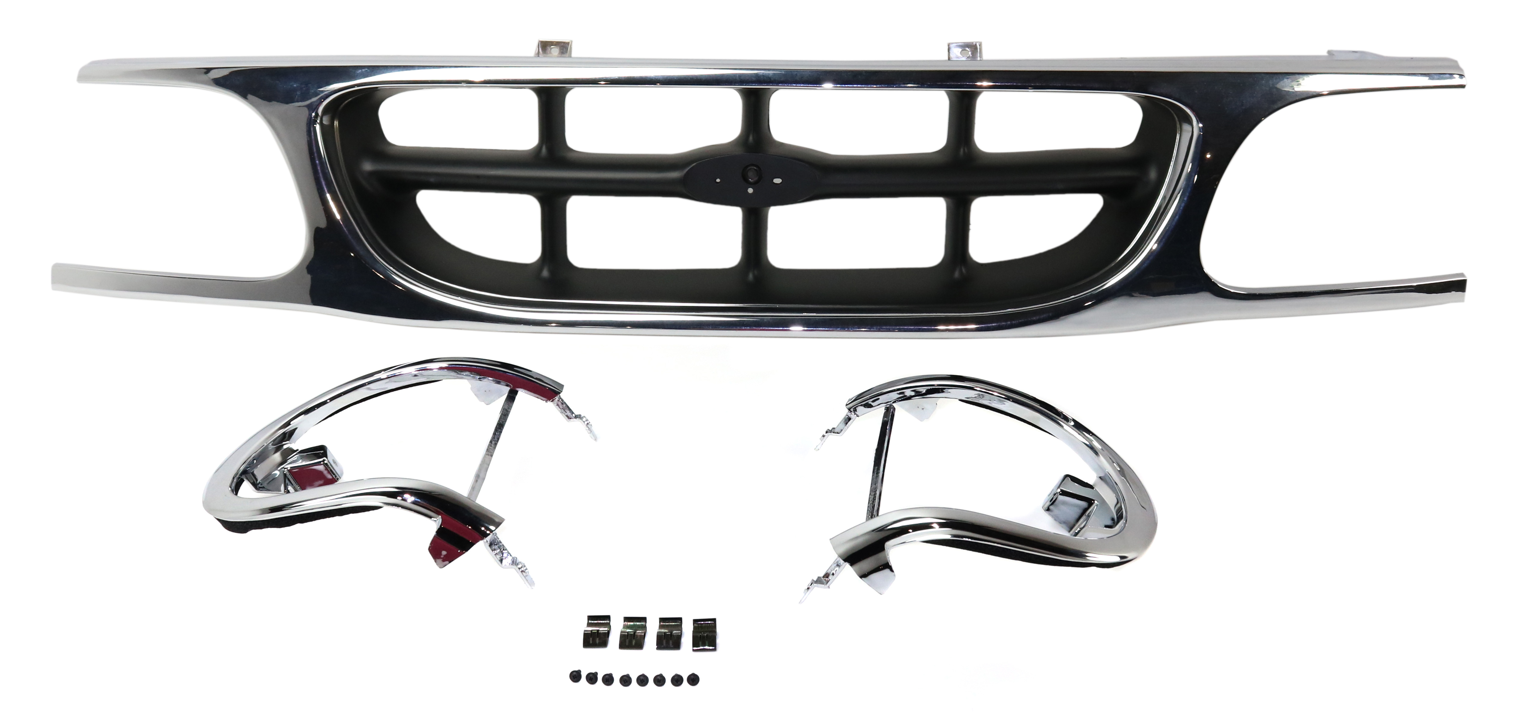 AM EXPLORER 95-01 GRILLE Plastic Chrome Shell Silver Gray Insert w Headlight Doors SKU 9469 Partslink FO1200316 OEM F87Z8200NAD