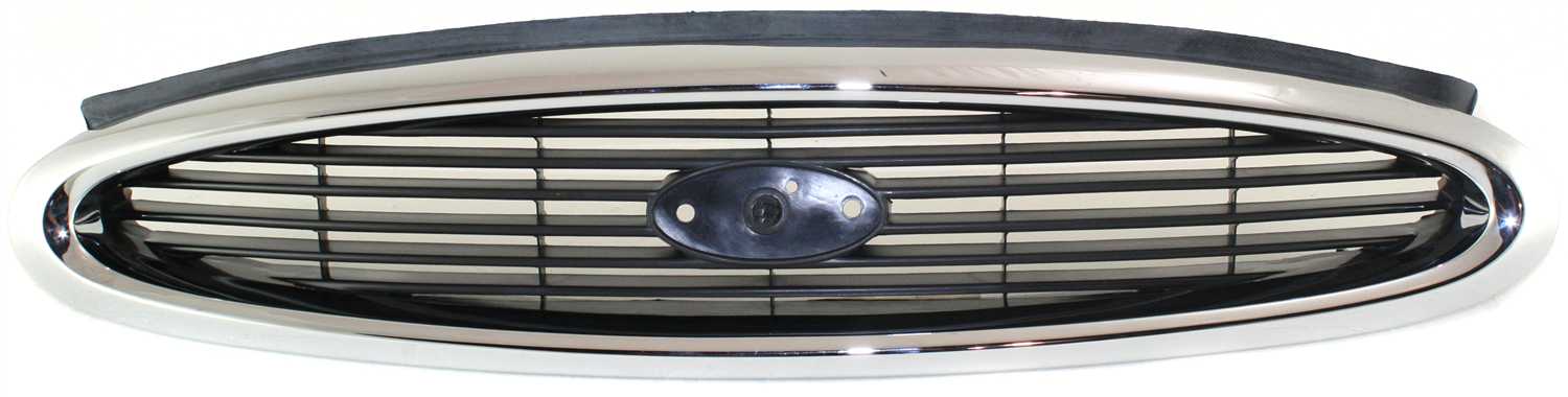 AM CONTOUR 98-00 GRILLE Chrome Shell Painted Black Insert Exc. SVT Model SKU 9678 Partslink FO1200347 OEM F8RZ8200CEA