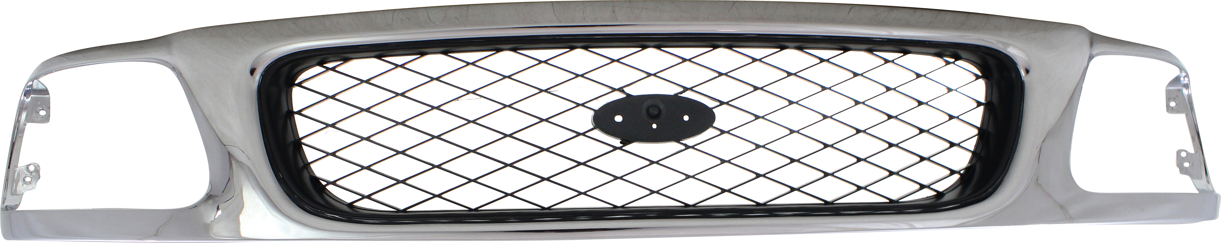 AM F 150 F 250-97-98 GRILLE Mesh Chrome Shell w Black Insert 4WD SKU 9835C Partslink FO1200380 OEM F65Z8200AAN
