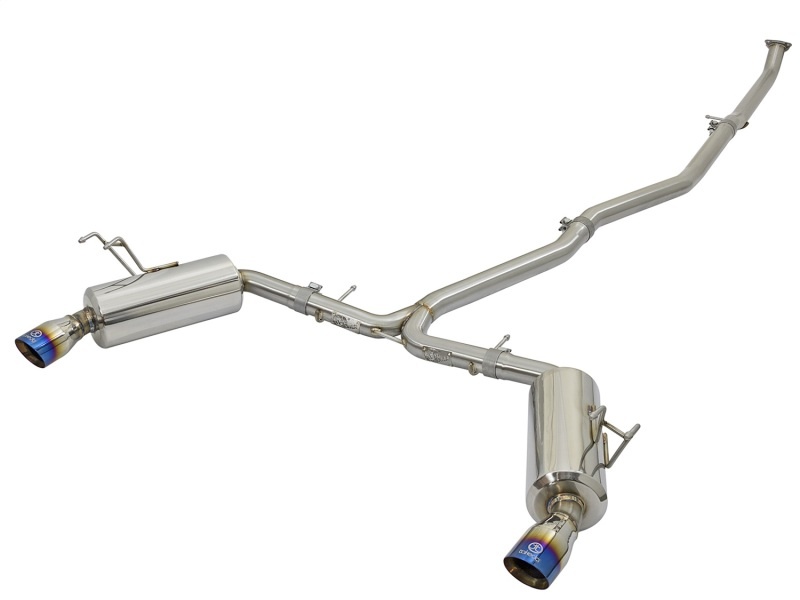 AM Exhaust System Kit Takeda 2-1-4 to 2-1-2in 304 Stainless Steel Cat Back Exhaust w Anodized Blue Tips Honda Civic 16-18 I4-1.5L t 2 SKU A184936615L