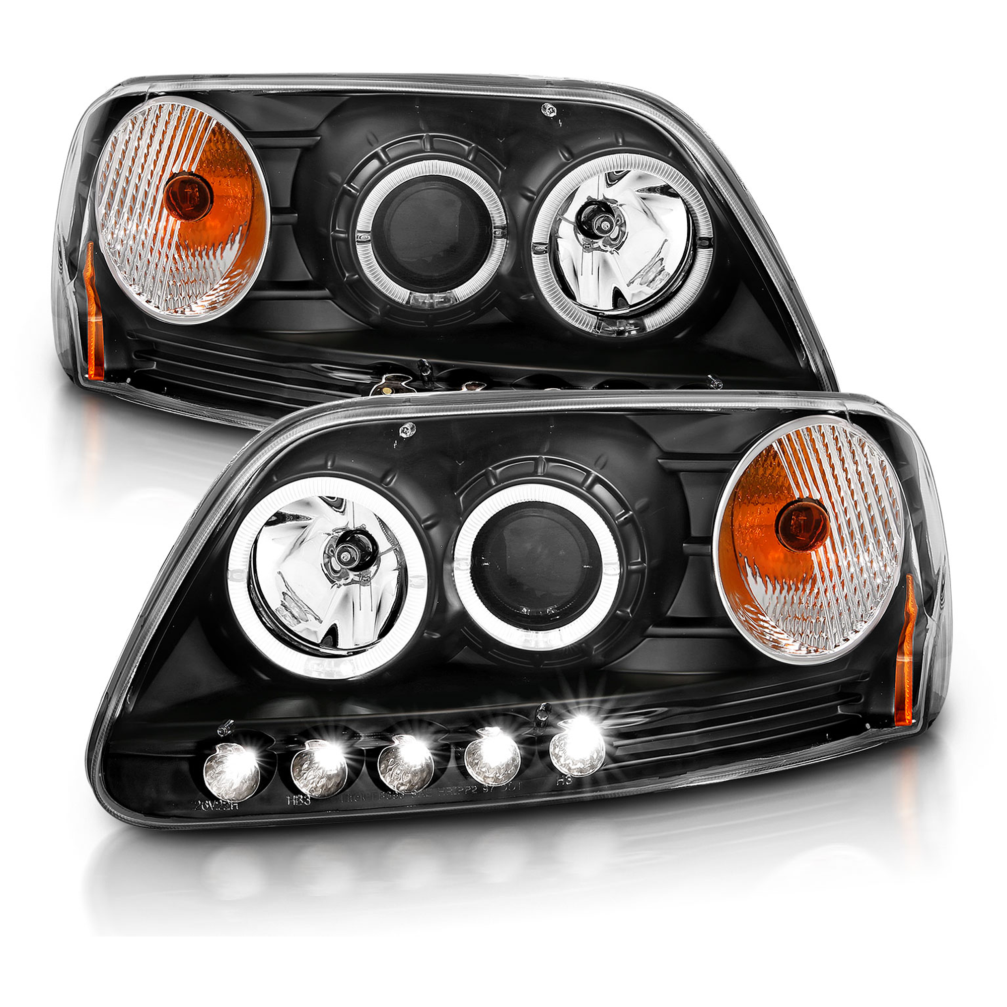 AM HEADLIGHTS|PROJECTOR 1PC WITH HALO LED BLACK SKU A1R111031 Partslink FO2503182 FO2502182 OEM 3L3Z13008DA 3L3Z13008CA