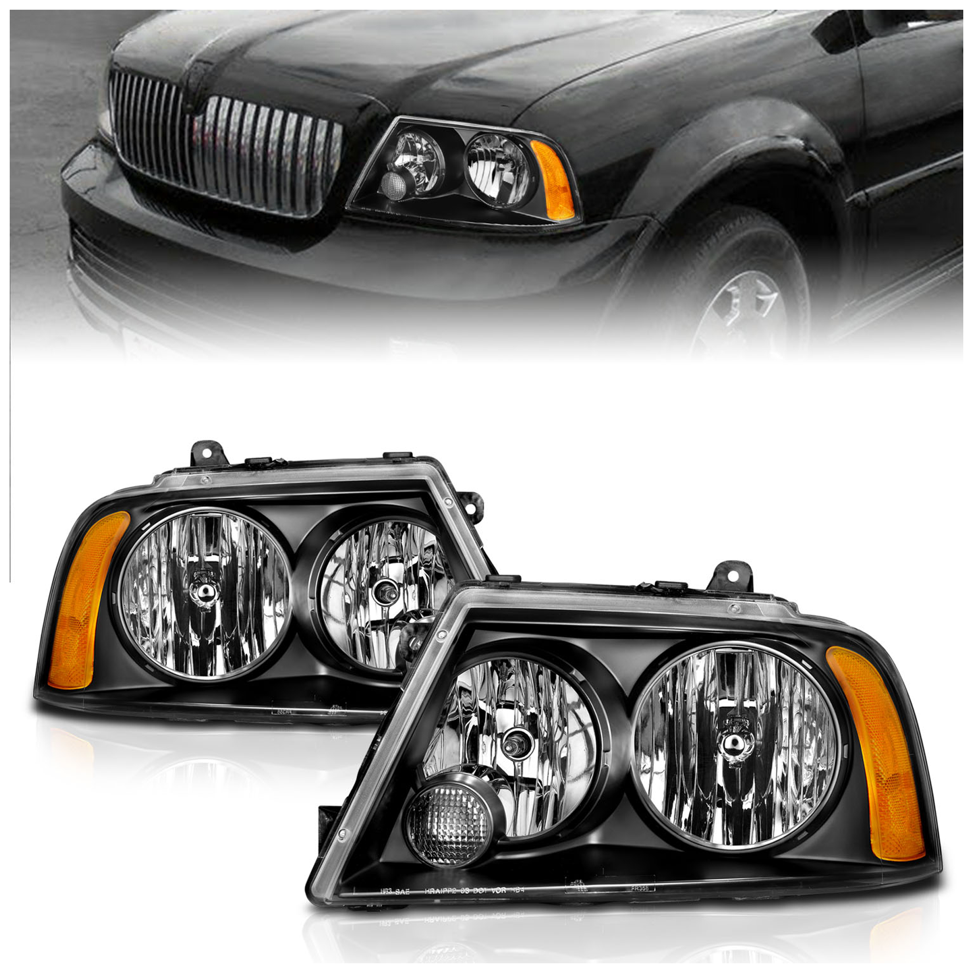 AM HEADLIGHTS|BLACK SKU A1R111045 Partslink FO2502209 FO2503209 OEM FO2502209-6L7Z13008AA