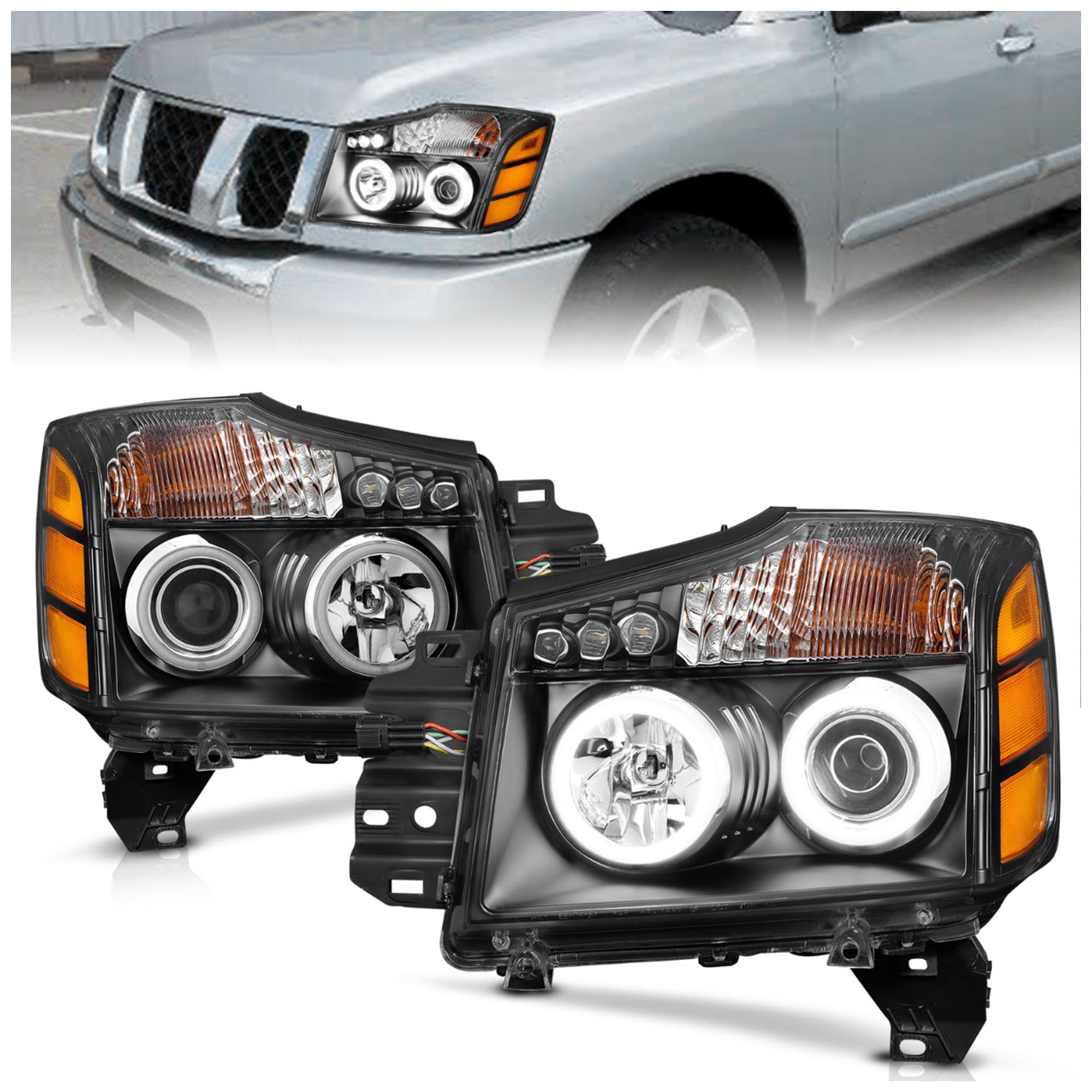 AM HEADLIGHTS|CRYSTAL BLACK CCFL SKU A1R111095 Partslink NI2502173 NI2503154 OEM NI2502173-26010ZC30A
