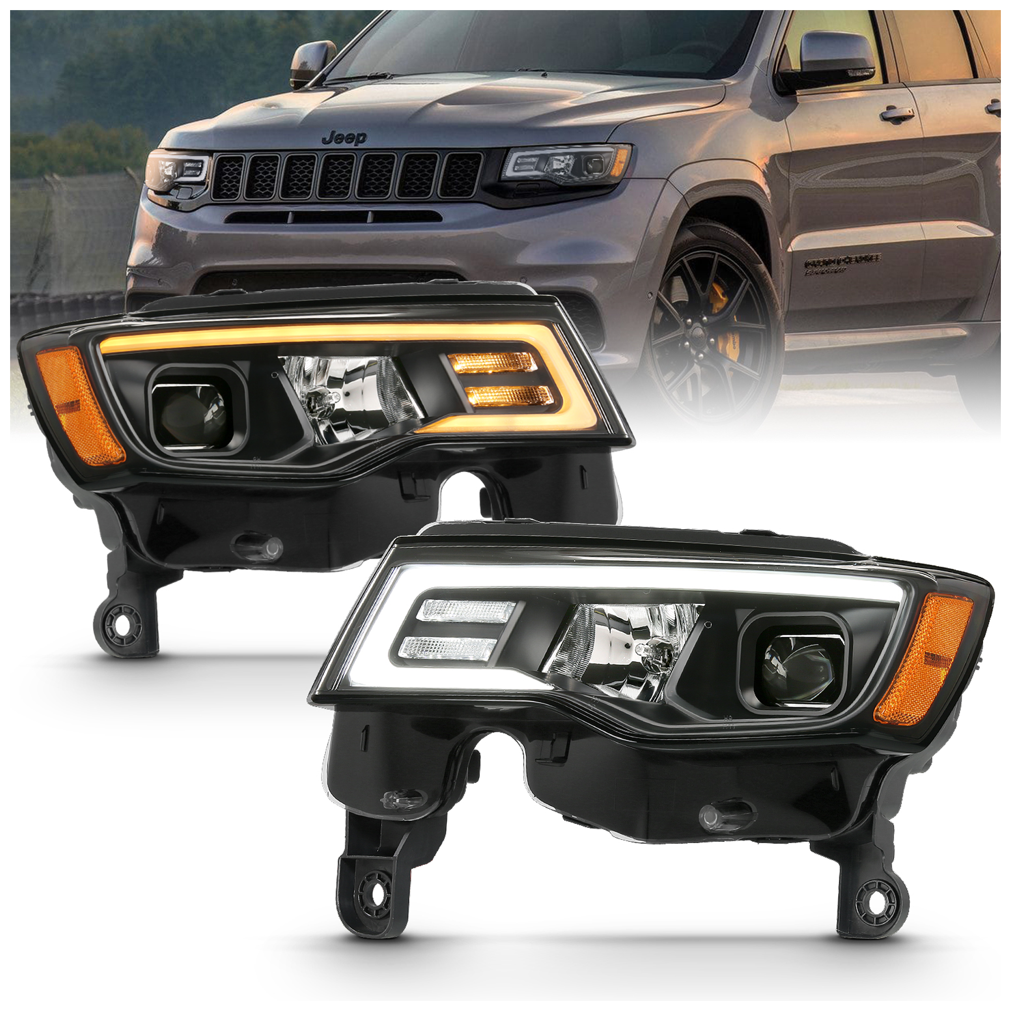 AM Projector Headlights SKU A1R111418 Partslink CH2502297 CH2503297 OEM 68289235AD 68289234AD