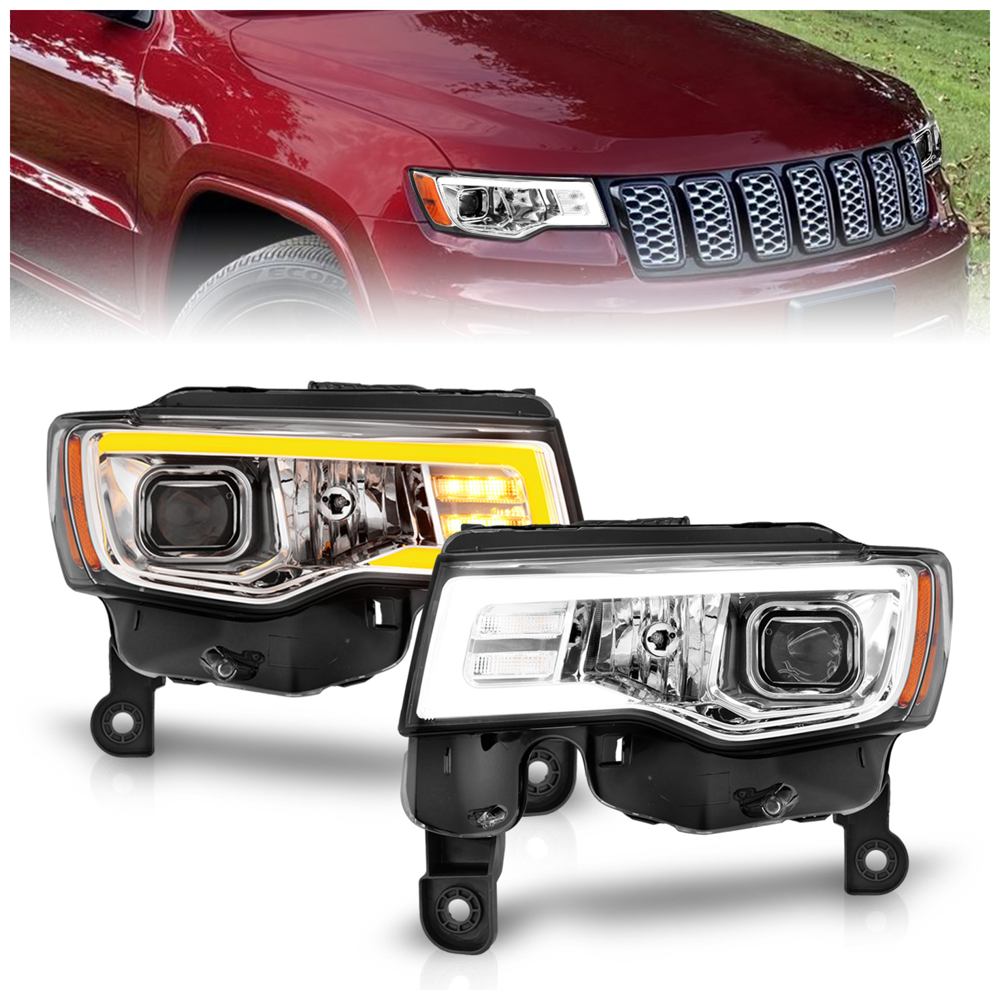AM Projector Headlights SKU A1R111419 Partslink CH2502297 CH2503297 OEM 68289235AD 68289234AD