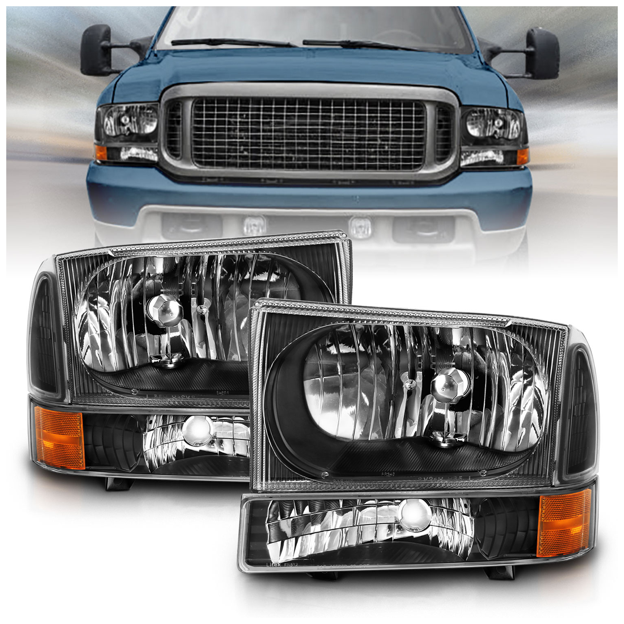 AM Crystal Headlights SKU A1R111457 Partslink FO2502147 FO2502183 FO2520169 FO2520141 OEM 2C3Z13008AB 2C3Z13008AA 2C3Z13