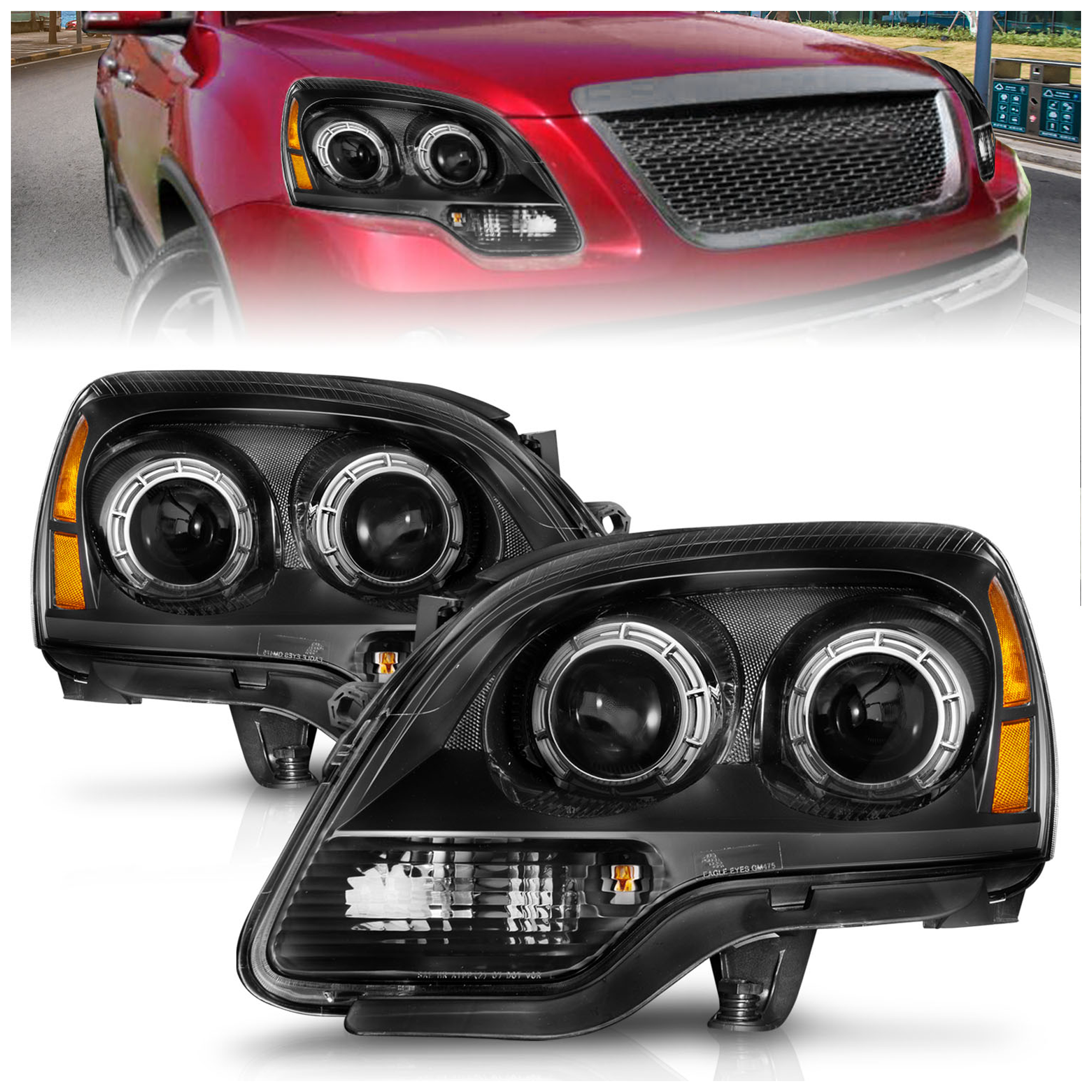 AM PROJECTOR HEADLIGHTS BALCK HOUSING SKU A1R111530 Partslink GM2502323 GM2503323 OEM GM2502323-19371005