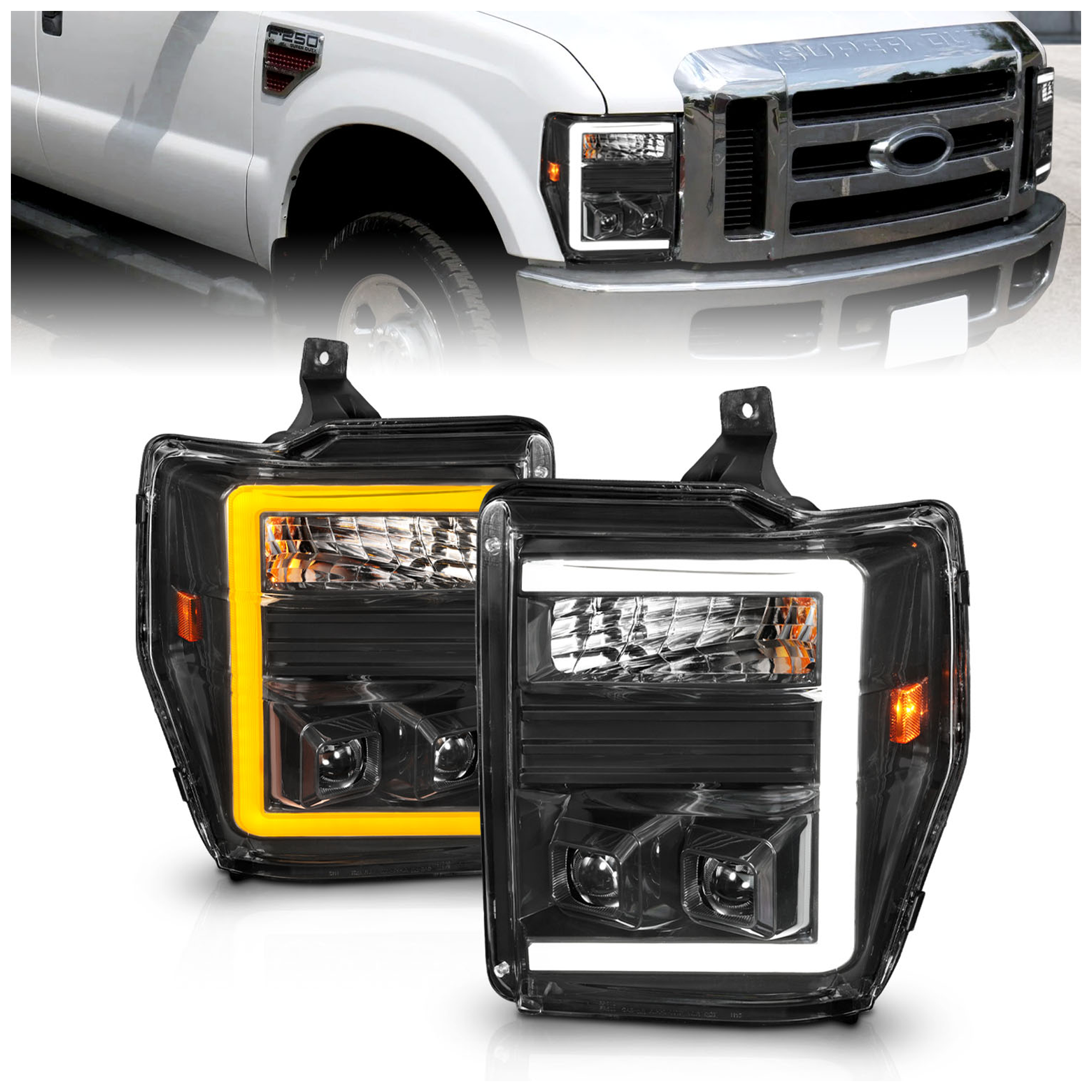 AM 2008-2010 FORD F 250 SUPER DUTY Projector Headlights SKU A1R111586