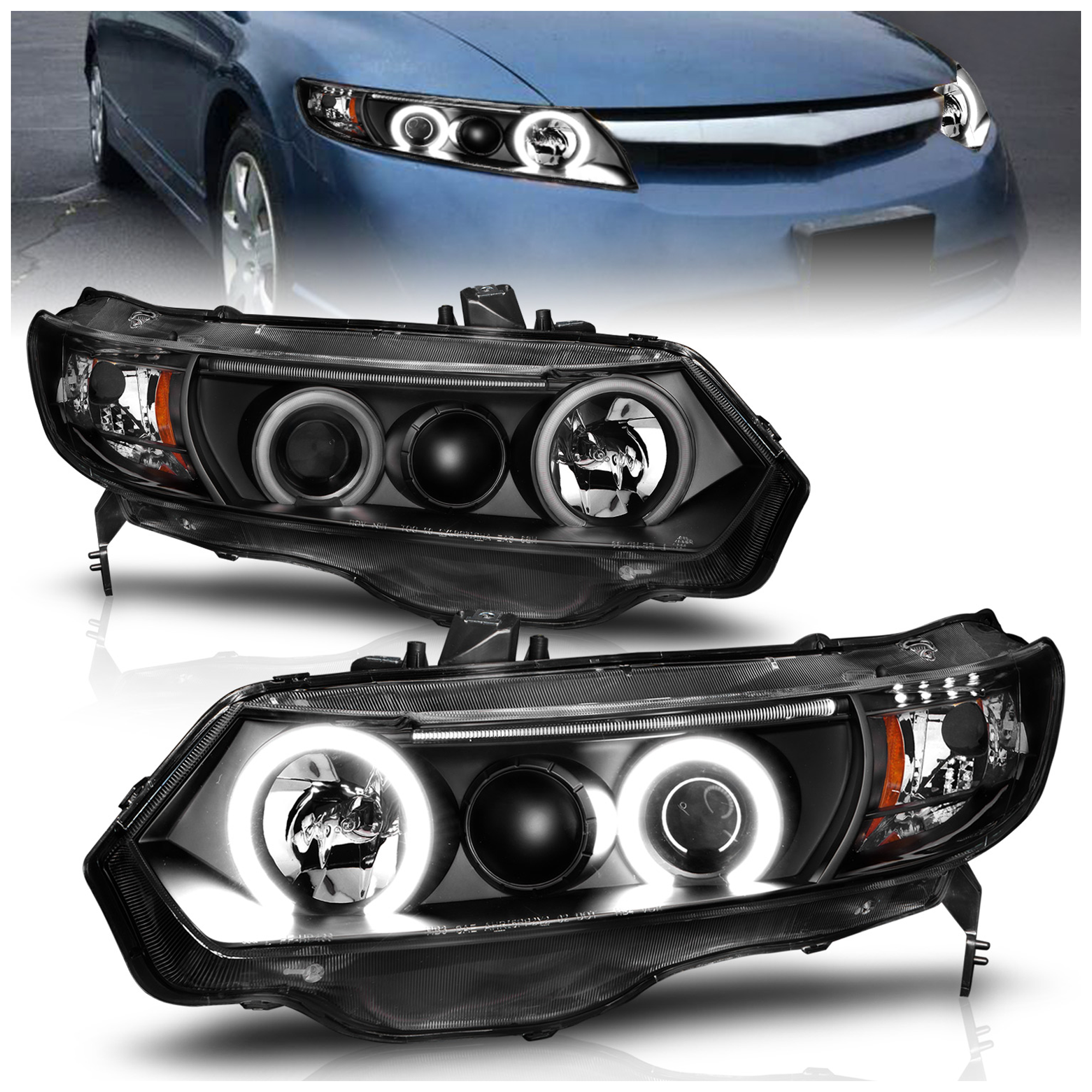 AM HEADLIGHTS|PROJECTOR WITH HALO BLACK CCFL SKU A1R121062 Partslink HO2502127 HO2503127 OEM HO2502127-33101SNCA01
