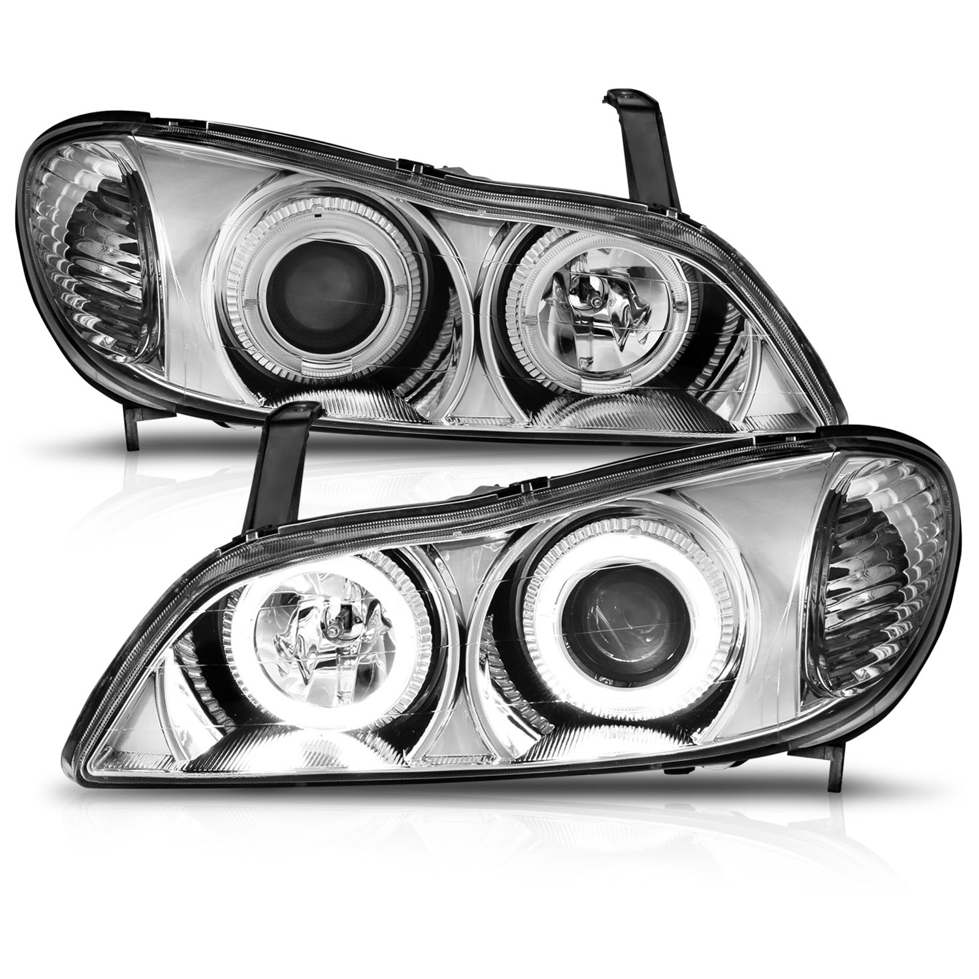 AM HEADLIGHTS|PROJECTOR WITH HALO CHROME SKU A1R121078 Partslink IN2503104 IN2502104 OEM 260103Y325-260103Y326