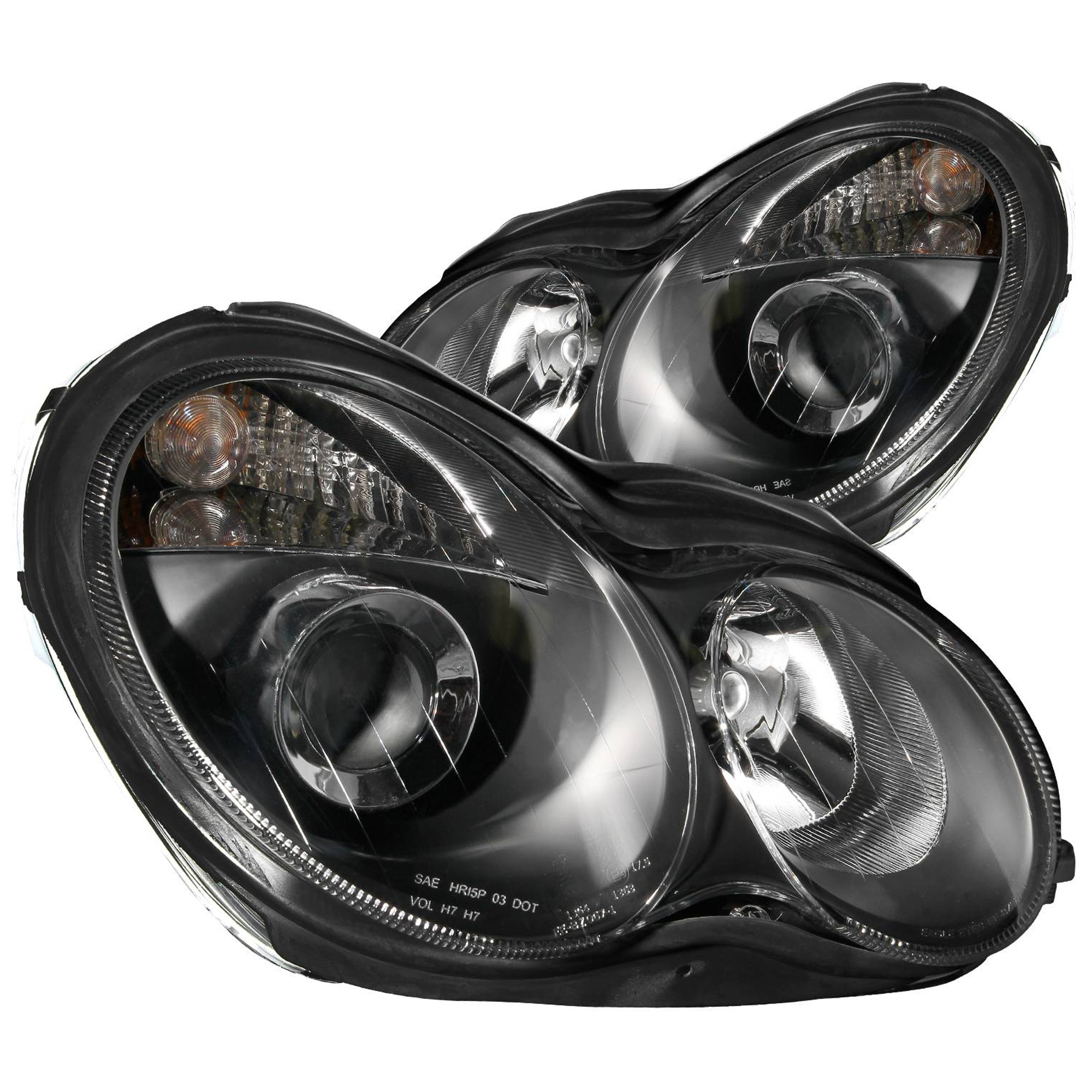 AM HEADLIGHTS|PROJECTOR BLACK SKU A1R121079 Partslink MB2503118 MB2502118 MB2503148 MB2502148 OEM 2038201061-2038202061