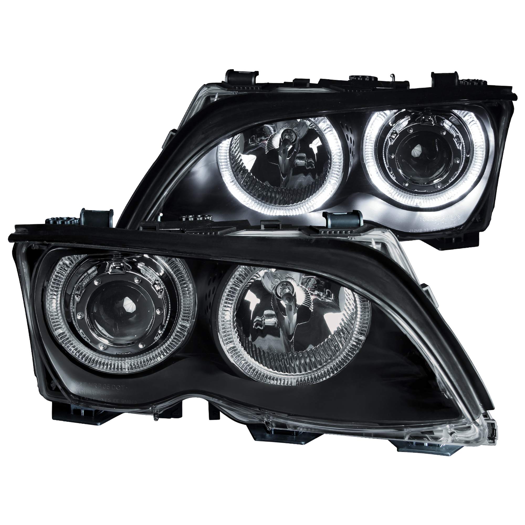 AM HEADLIGHTS|PROJECTOR BLACK WITH HALO SKU A1R121140 Partslink BM2502122 BM2503122 OEM 63126910964-63126910963-631271