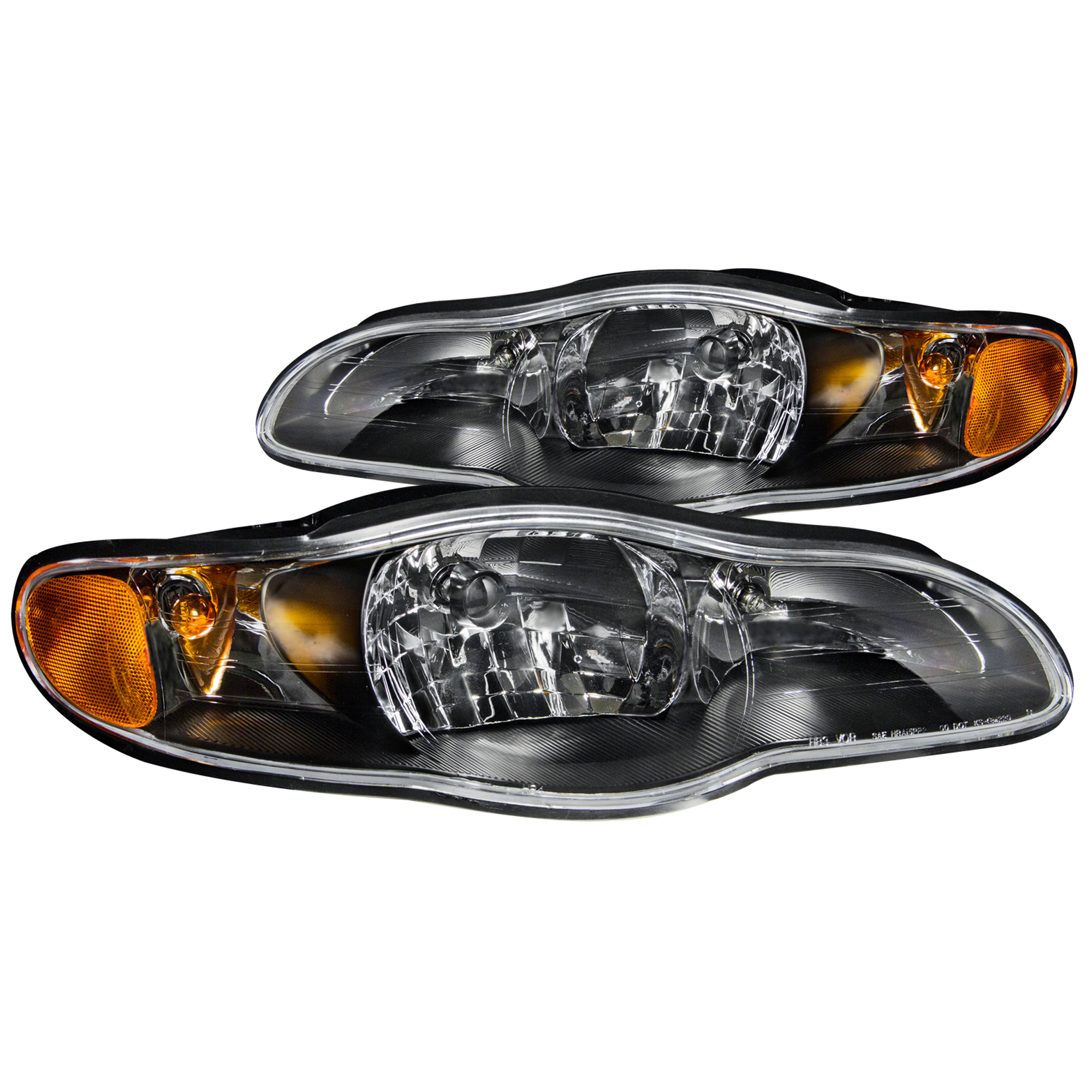 AM HEADLIGHTS|BLACK WITH AMBER REFLECTORS SKU A1R121165 Partslink GM2502212 GM2503212 OEM GM2502212-10349959