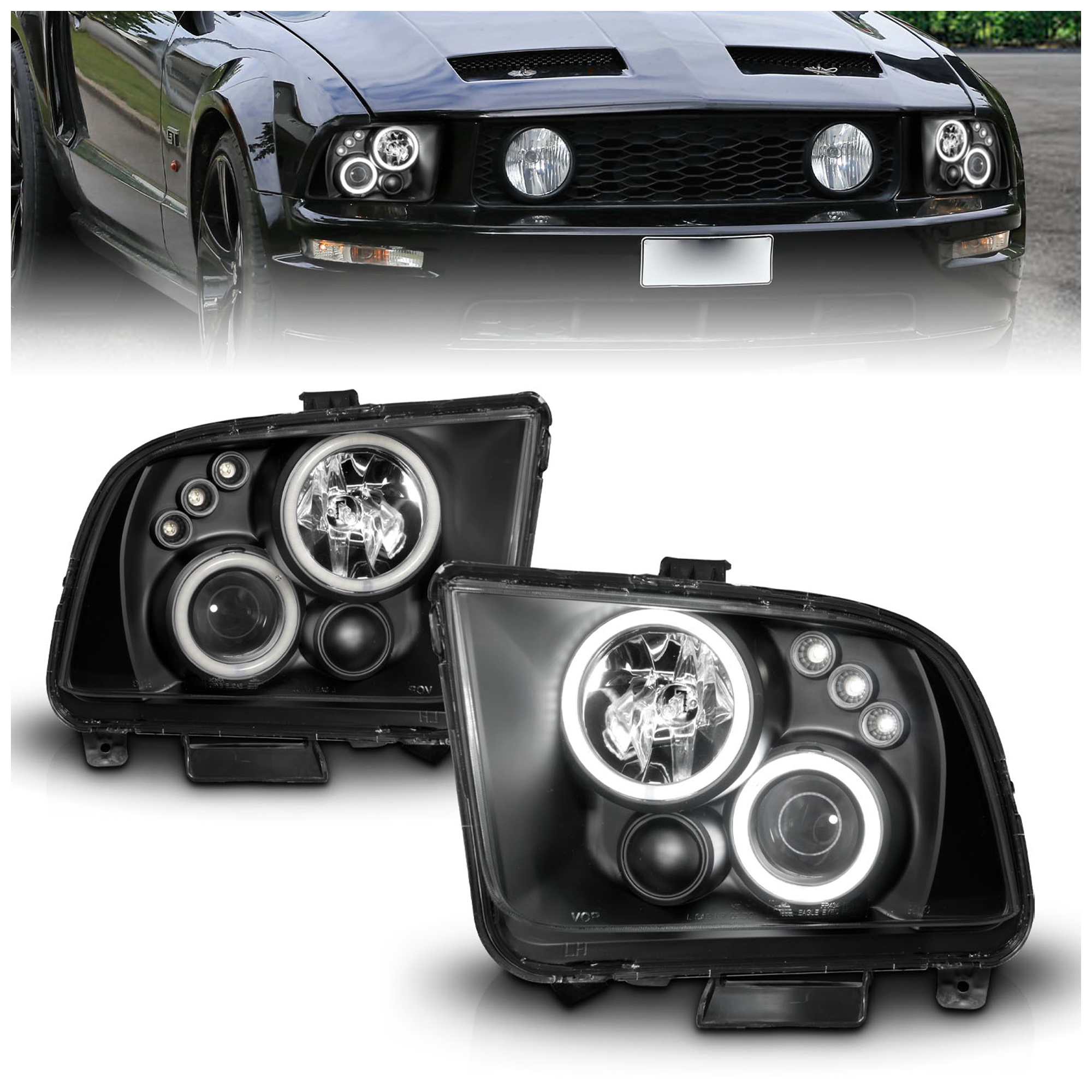 AM HEADLIGHTS|PROJECTOR WITH HALO BLACK CLEAR WITH AMBER REFLECTORS SKU A1R121166 Partslink FO2502231 FO2503231 FO2502215 FO2503215 OEM FO2502215 FO2503215