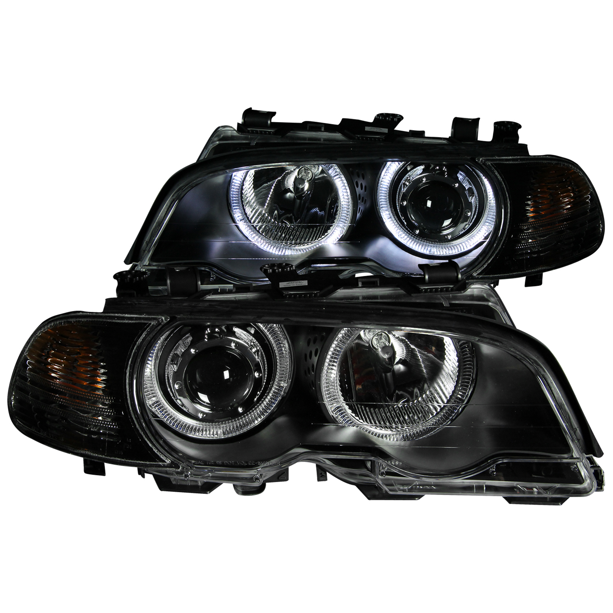 AM HEADLIGHTS|PROJECTOR W HALO BLACK CLEAR W AMBER SKU A1R121269 Partslink BM2502112 BM2503112 OEM 63126904279-63126904280