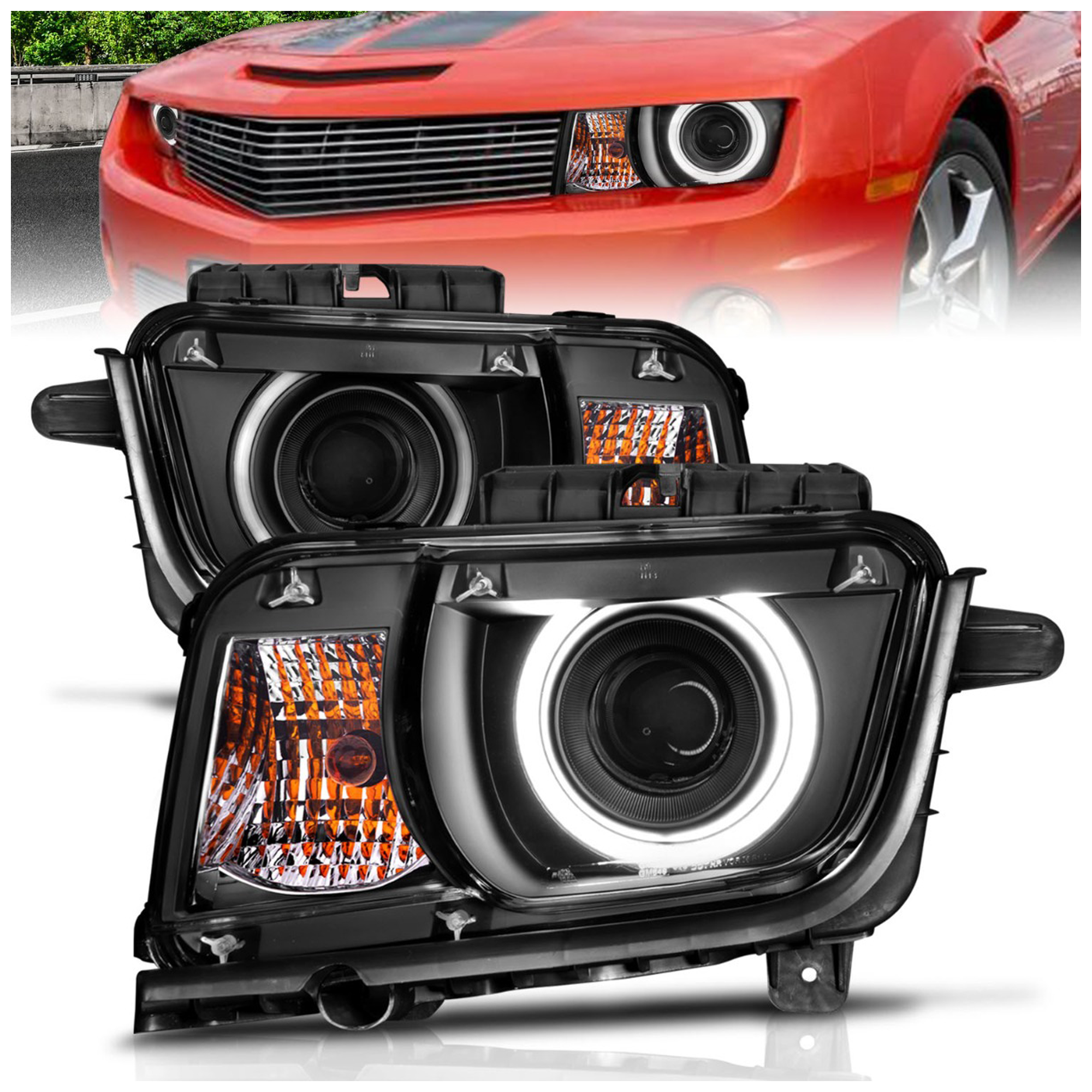 AM HEADLIGHTS|PROJECTOR HALO BLACK CLEAR CCFL SKU A1R121312 Partslink GM2502346 GM2503346 OEM GM2502346-20981024